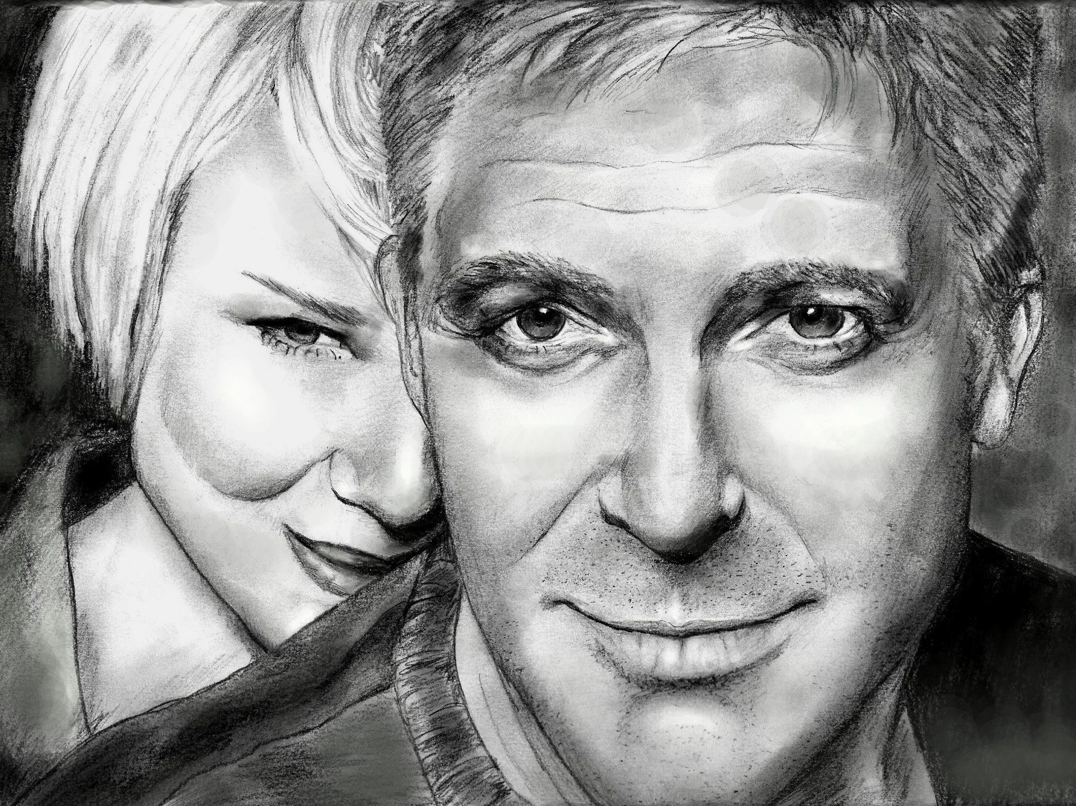 George Clooney and Renee Zellweger portrait HD Wallpaper