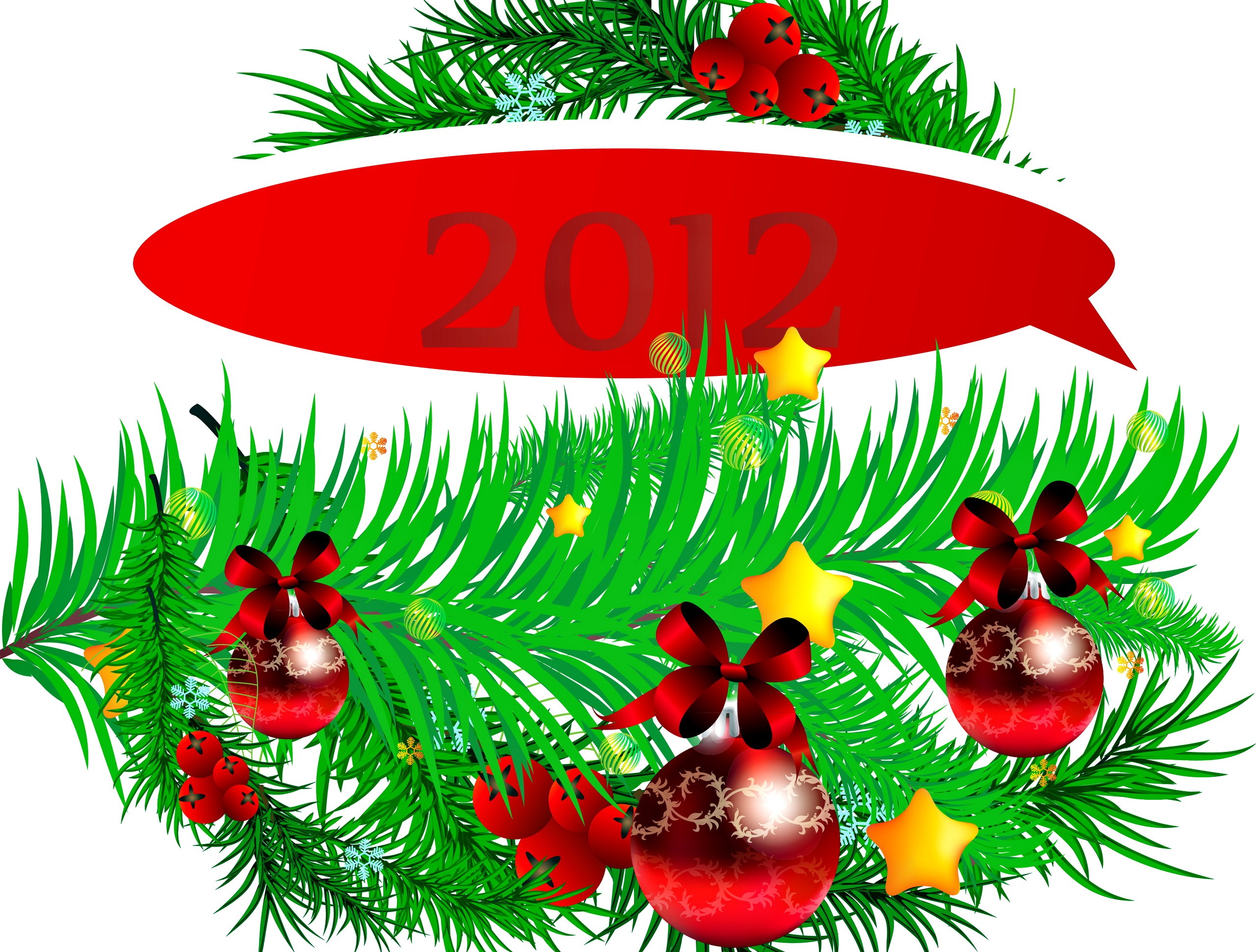 Christmas decorations with 2012 text HD Wallpaper