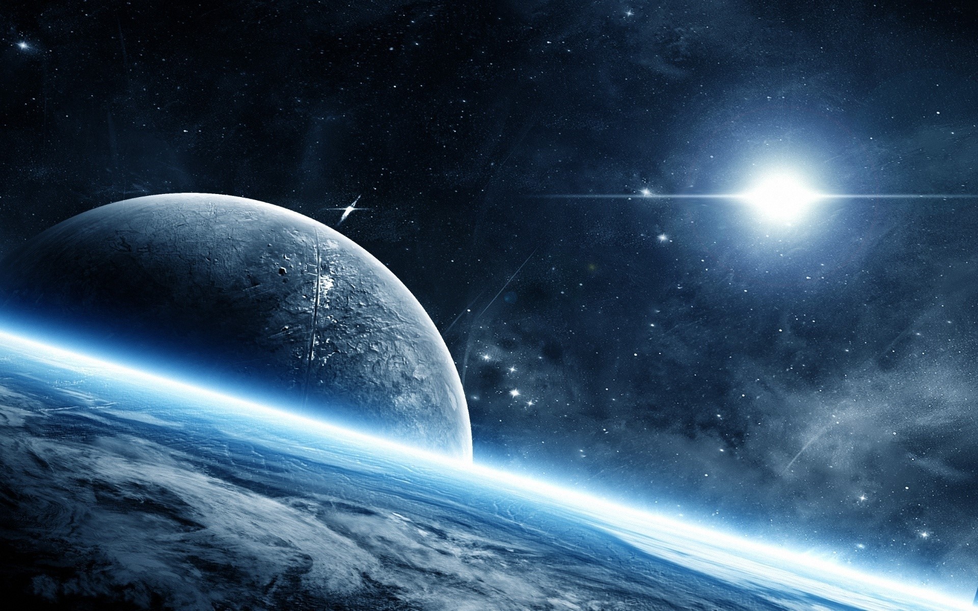 Planet and Stars in Deep Space HD Wallpaper