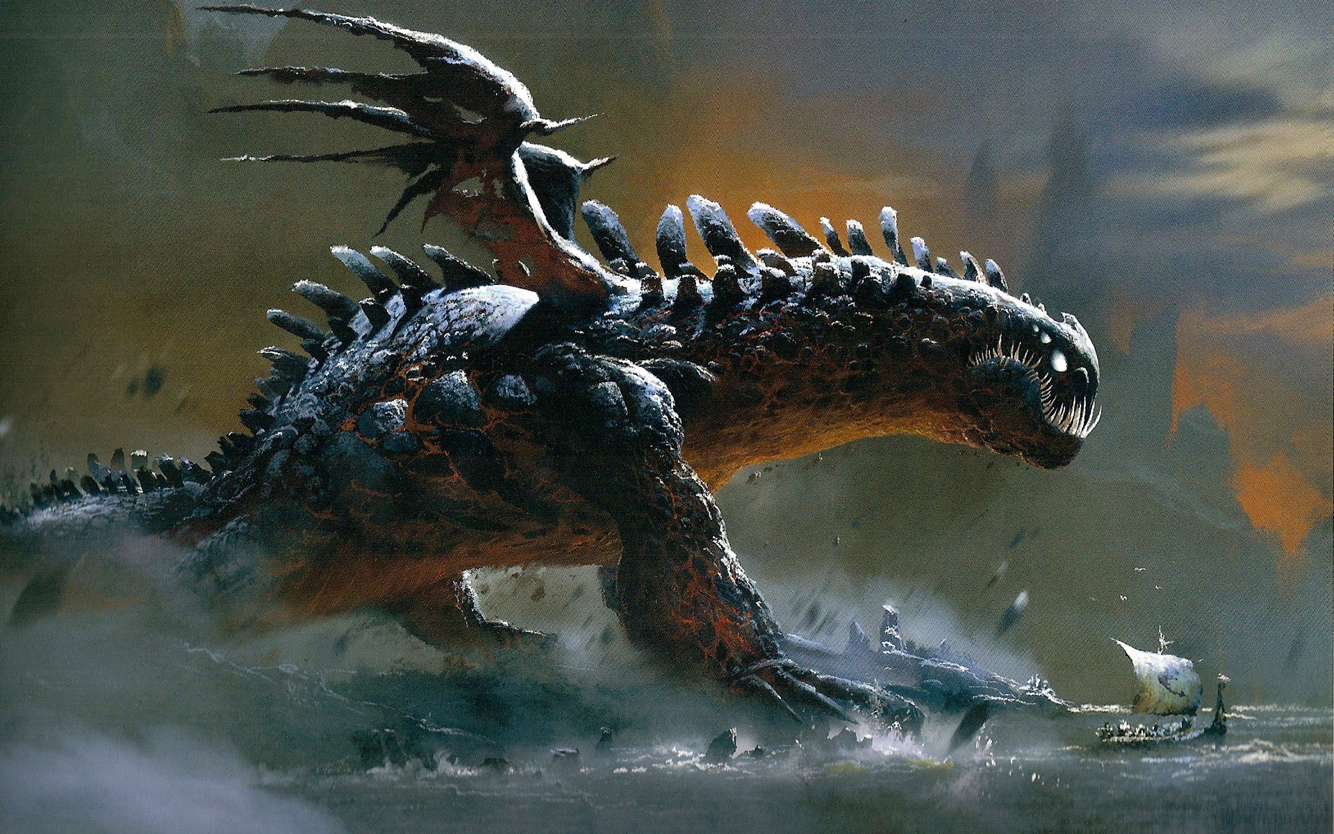 Giant sea monster attacking a ship HD Wallpaper
