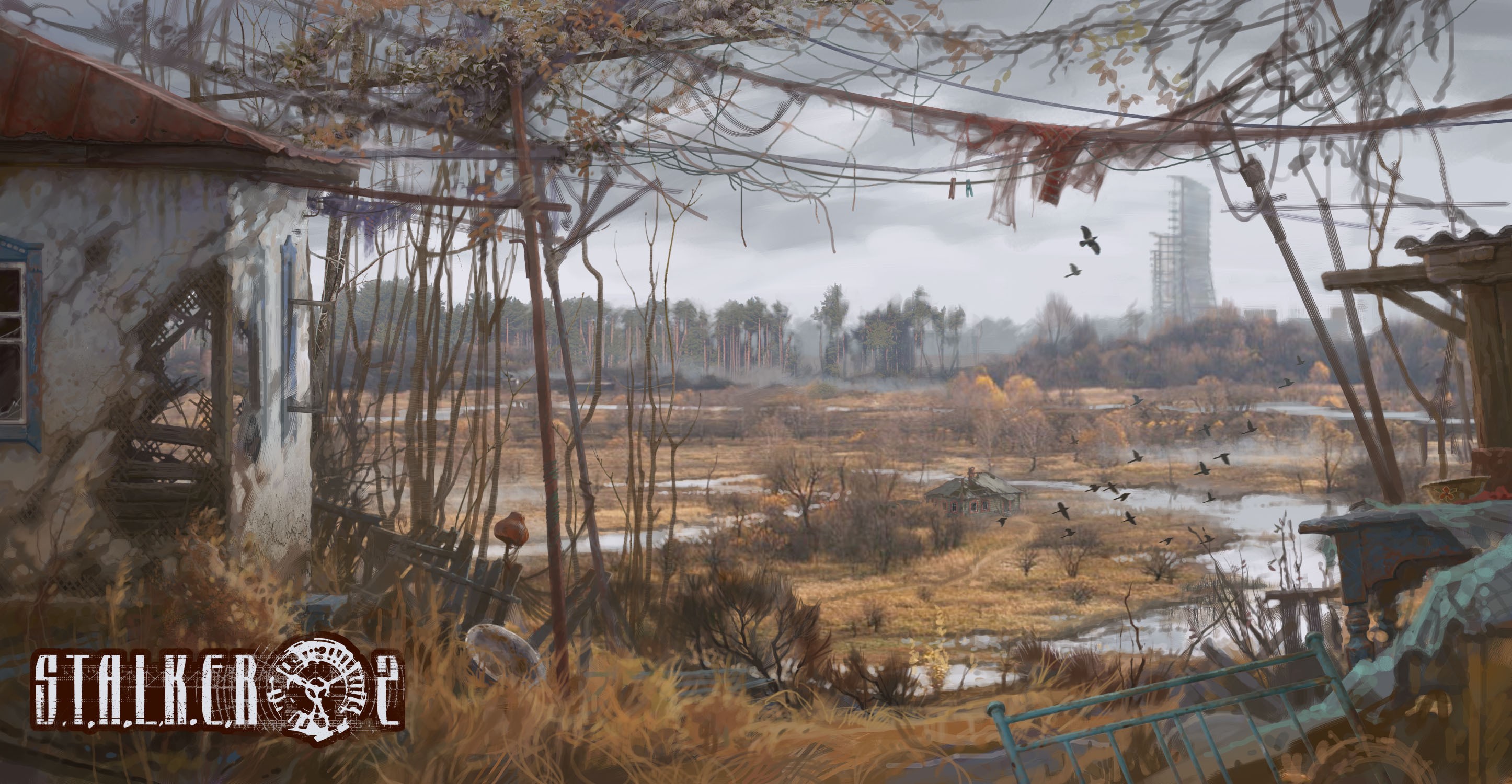 STALKER 2 abandoned landscape with birds HD Wallpaper