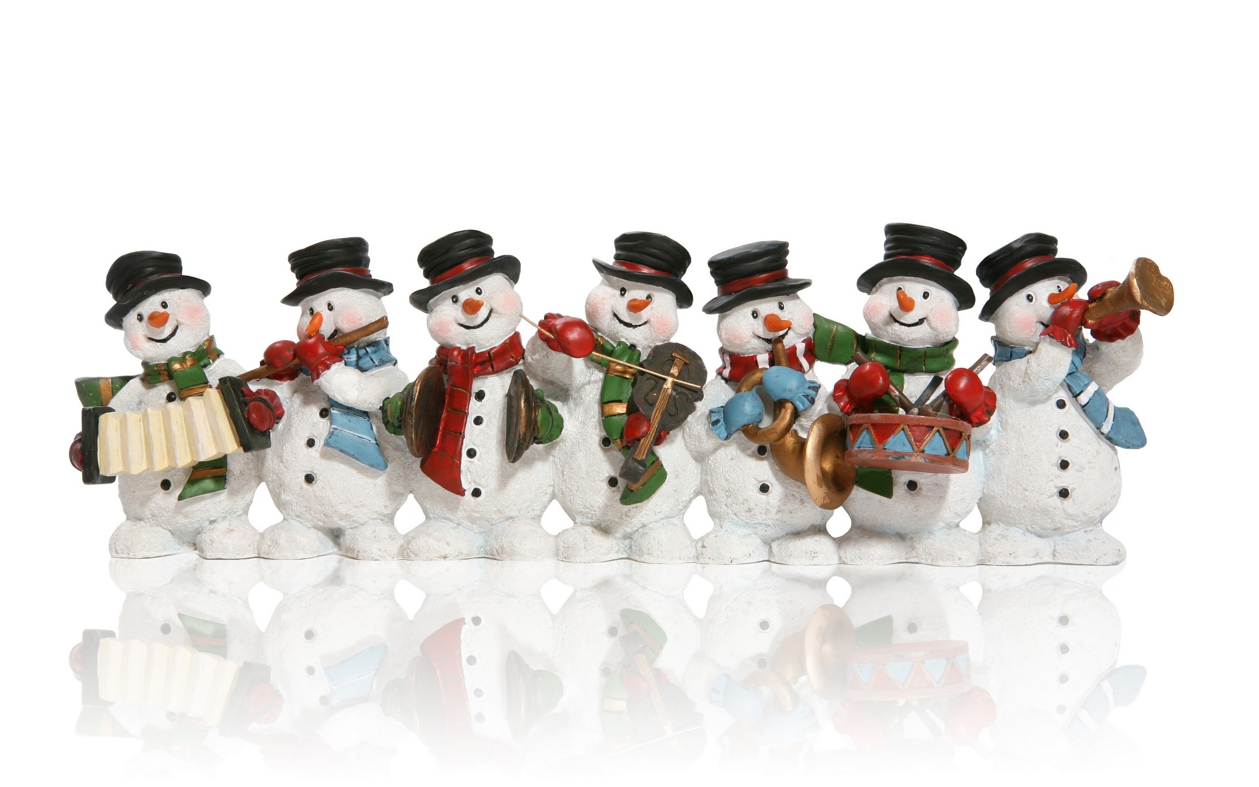 Christmas snowmen band playing instruments HD Wallpaper