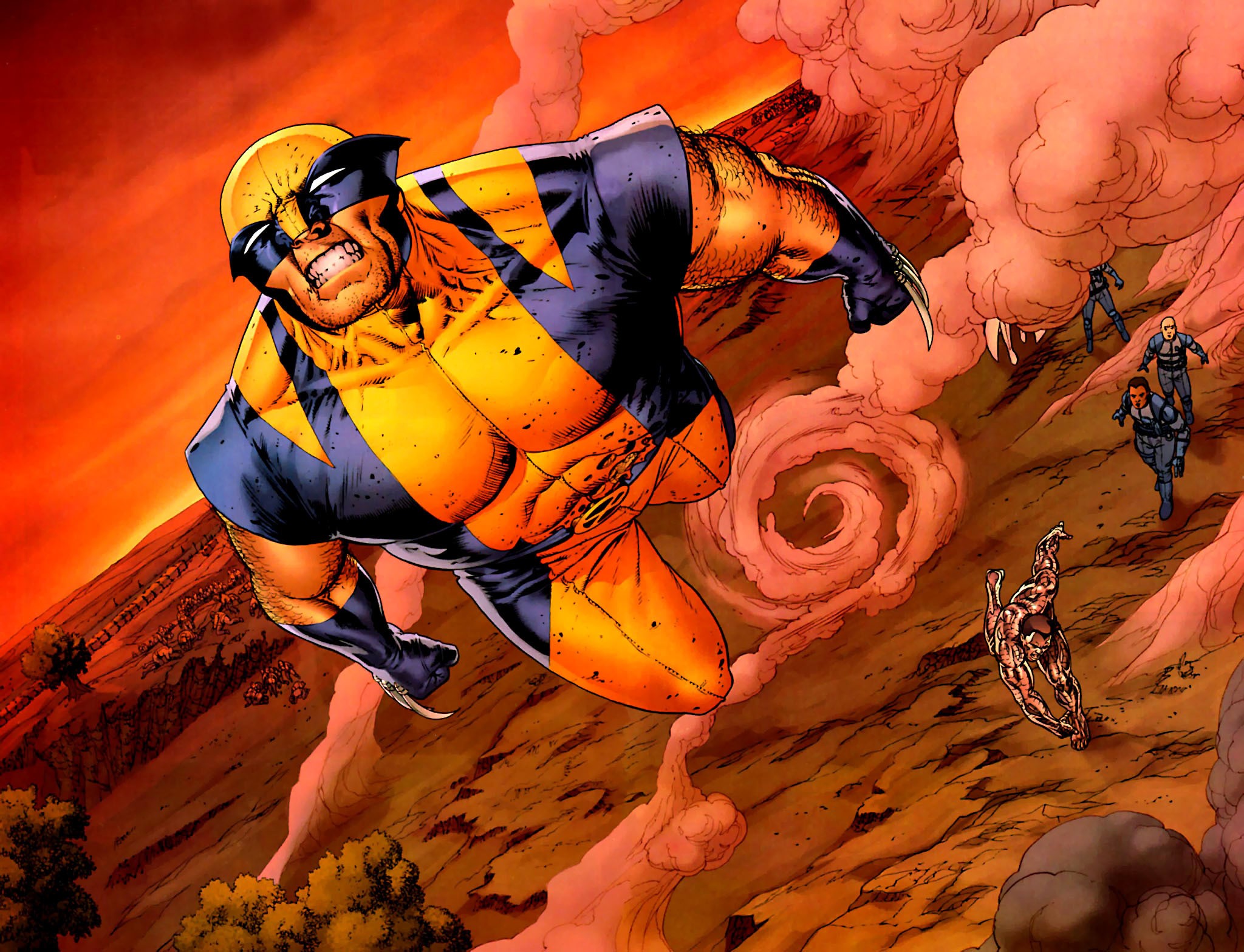 Wolverine from Marvel Comics in action HD Wallpaper