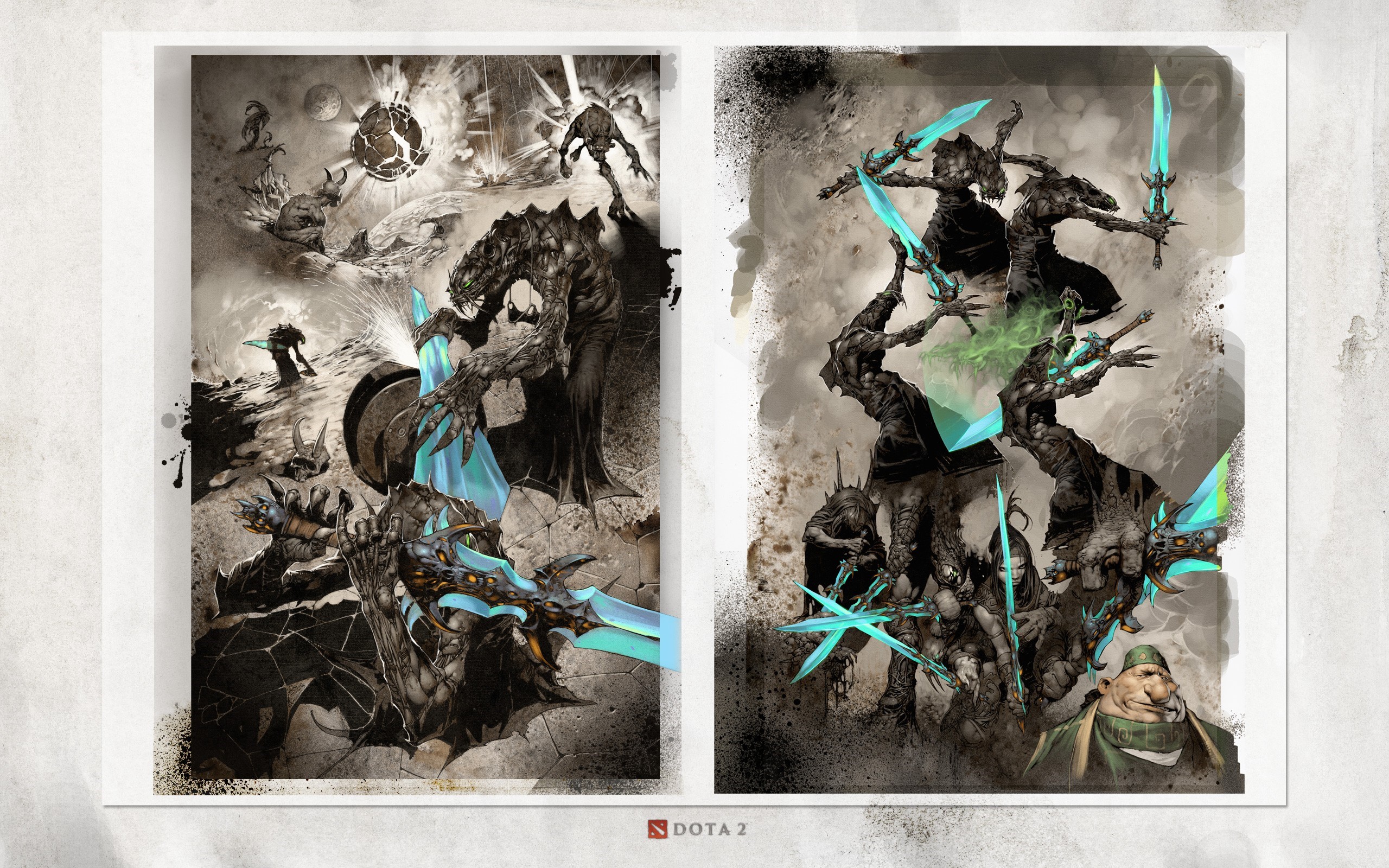 Dota 2 creatures and warriors in battle HD Wallpaper