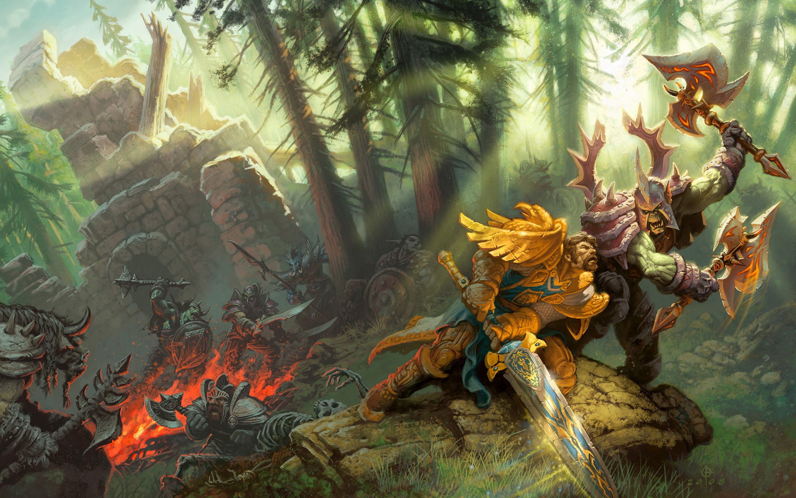 Battle between Orcs and Humans in World of Warcraft HD Wallpaper