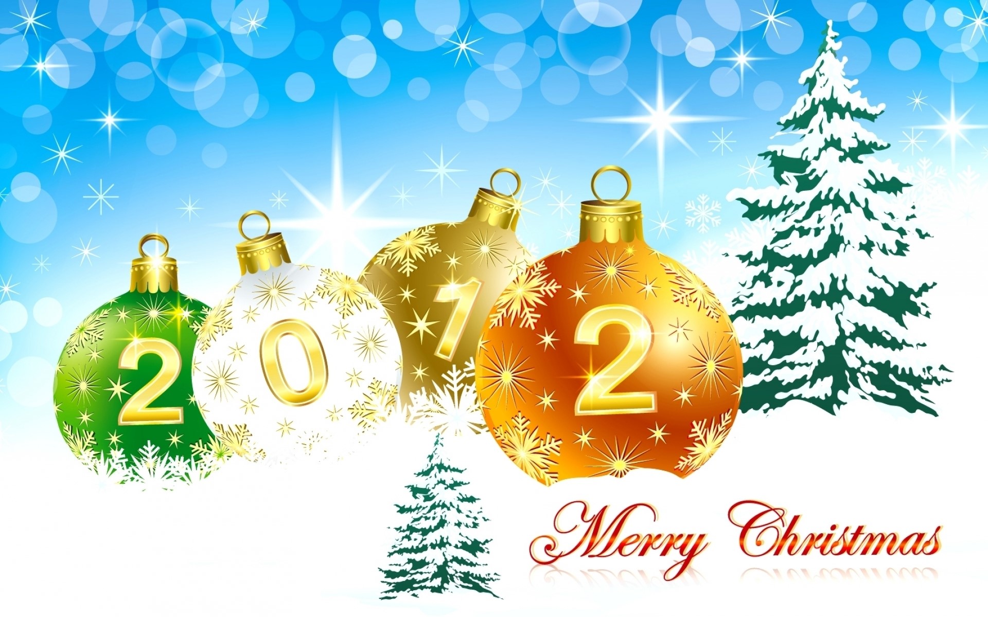 Christmas ornaments with 2021 and 2022 numbers and trees HD Wallpaper