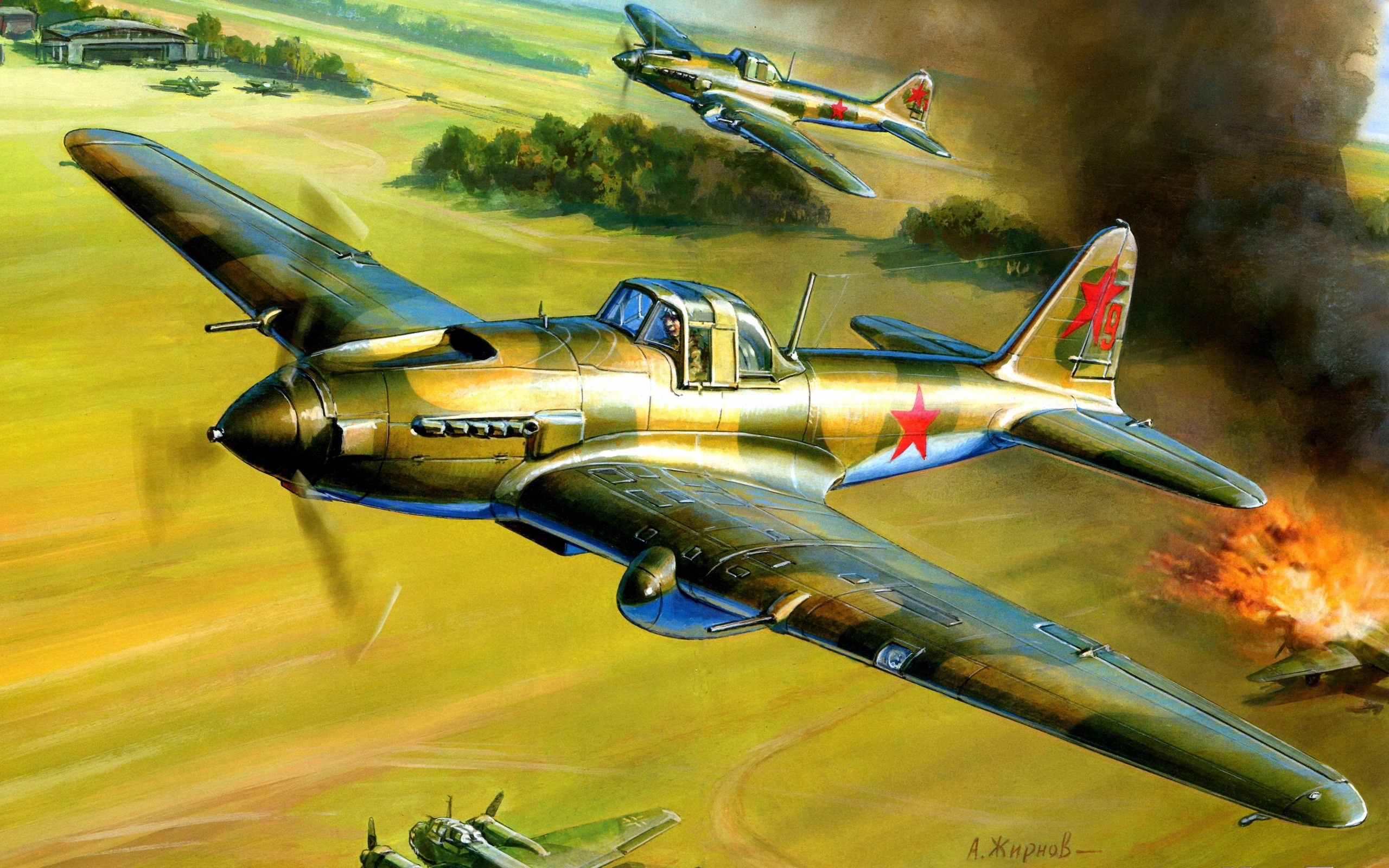 Soviet Attack Aircraft in Flight HD Wallpaper