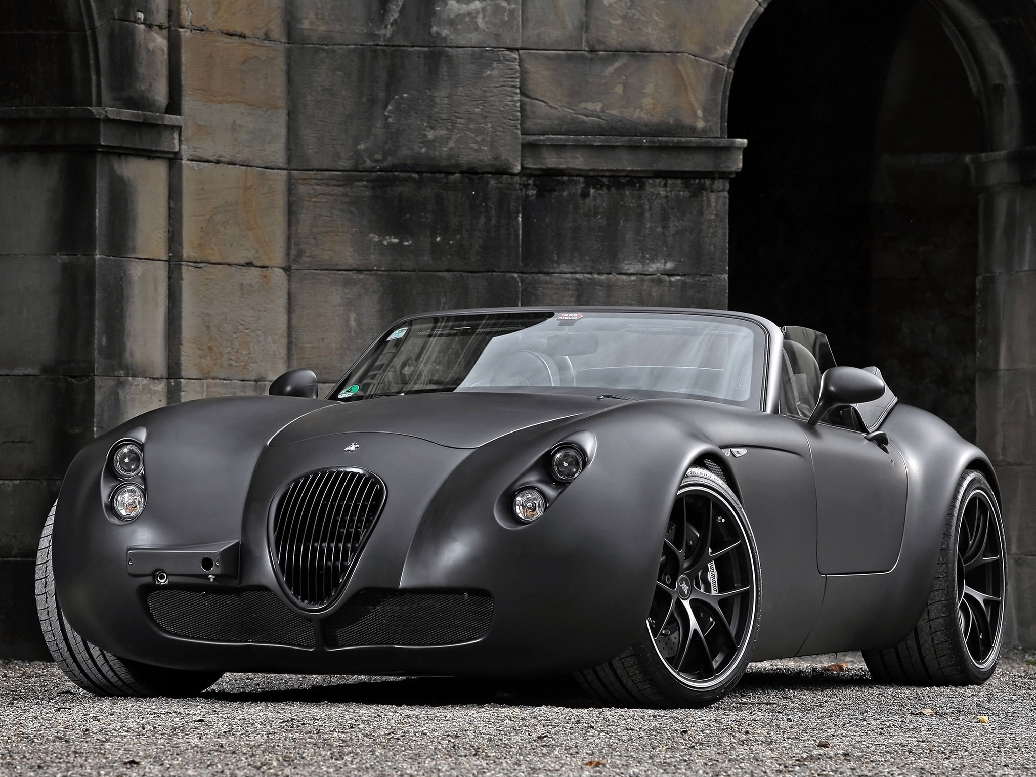 Matte black Wiesmann convertible sports car HD Wallpaper