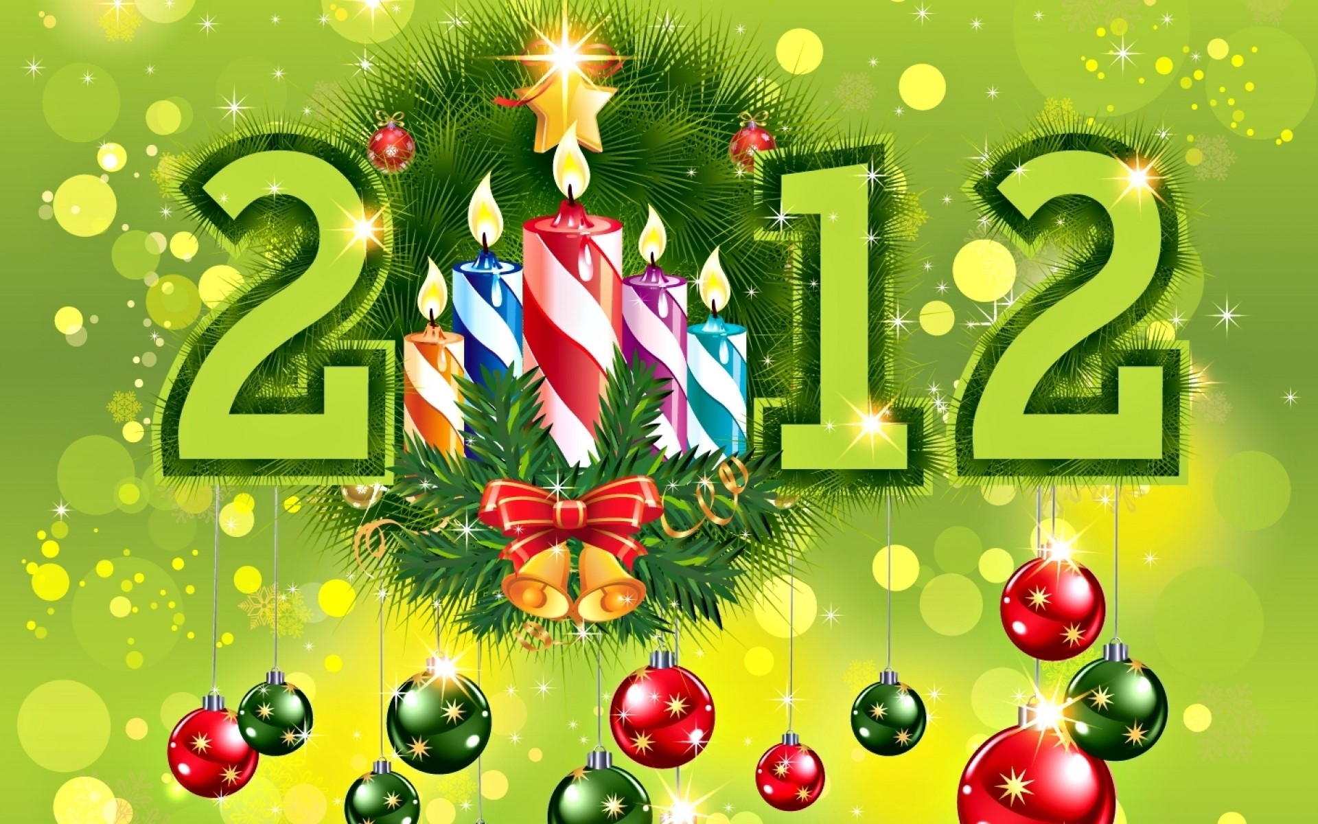 Happy New Year 2012 Christmas Decoration HD Wallpaper