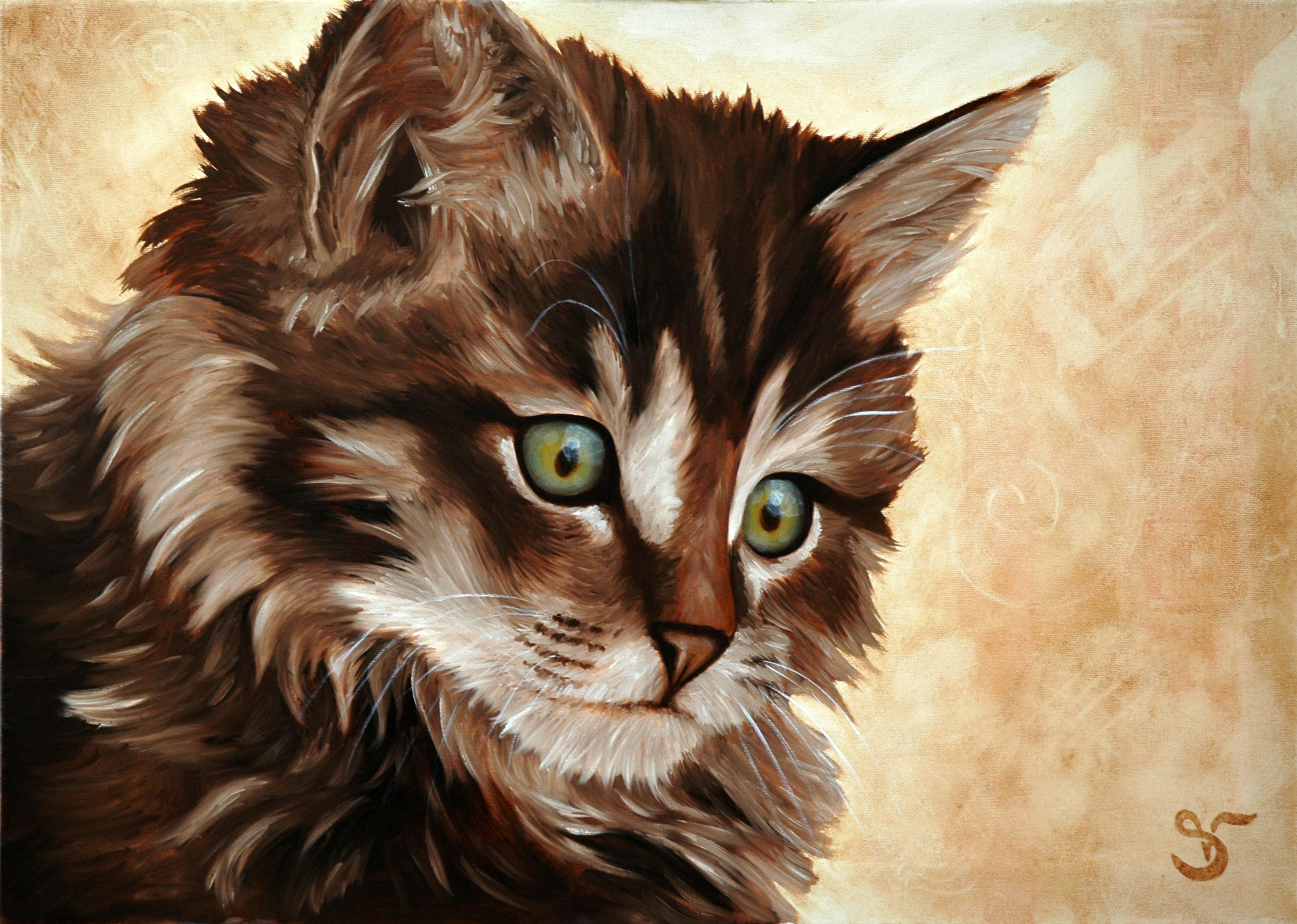 Painting Art of a Cat HD Wallpaper