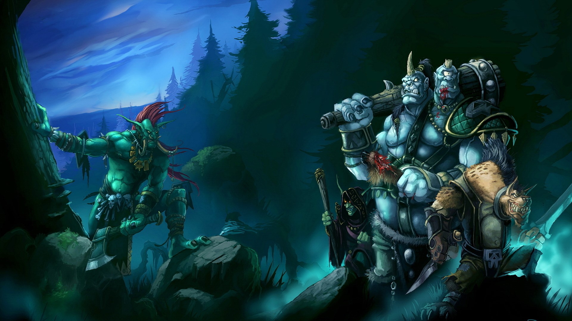 Orcs from World of Warcraft in a forest HD Wallpaper