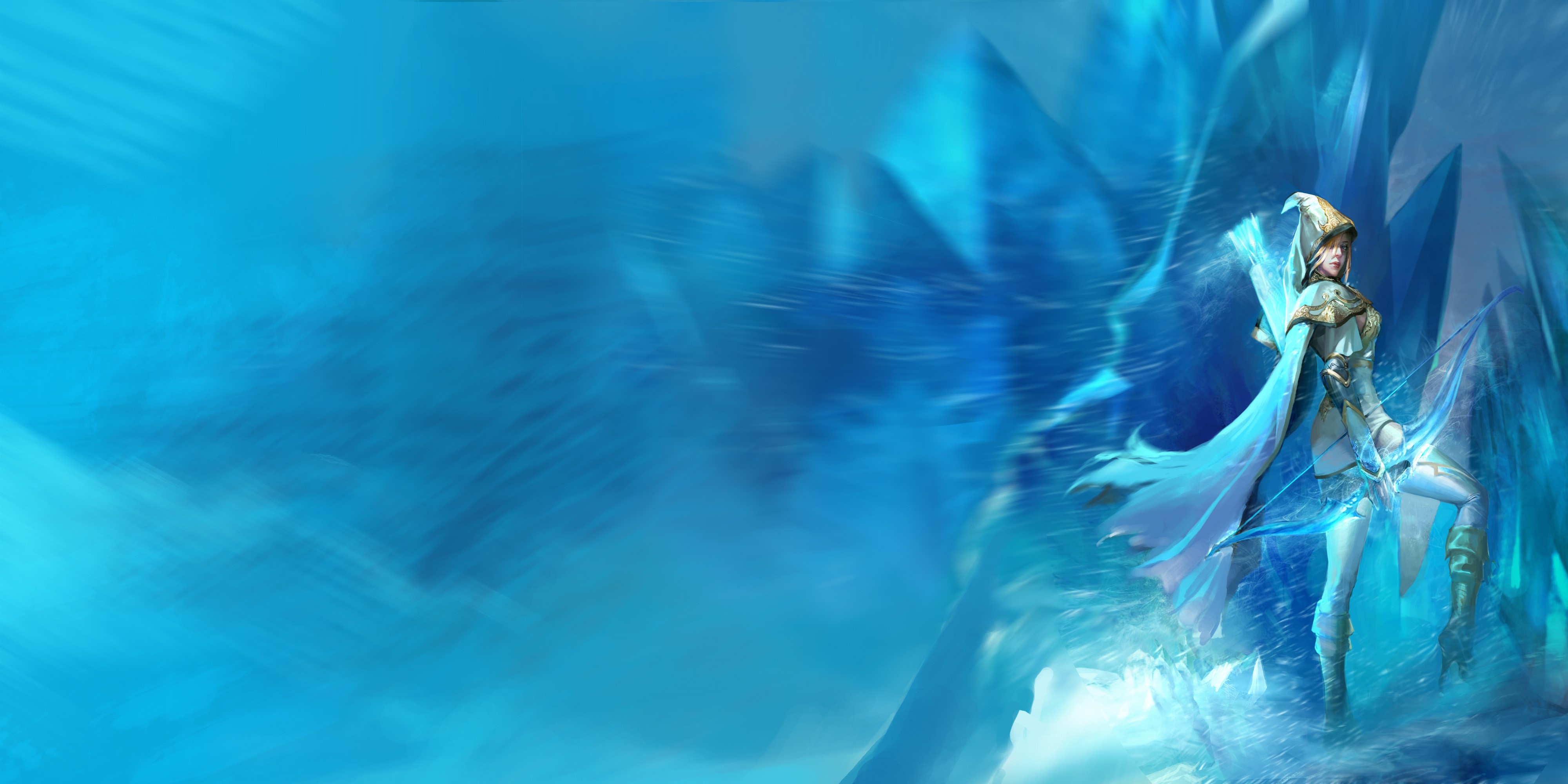 Ashe from League of Legends in icy environment HD Wallpaper