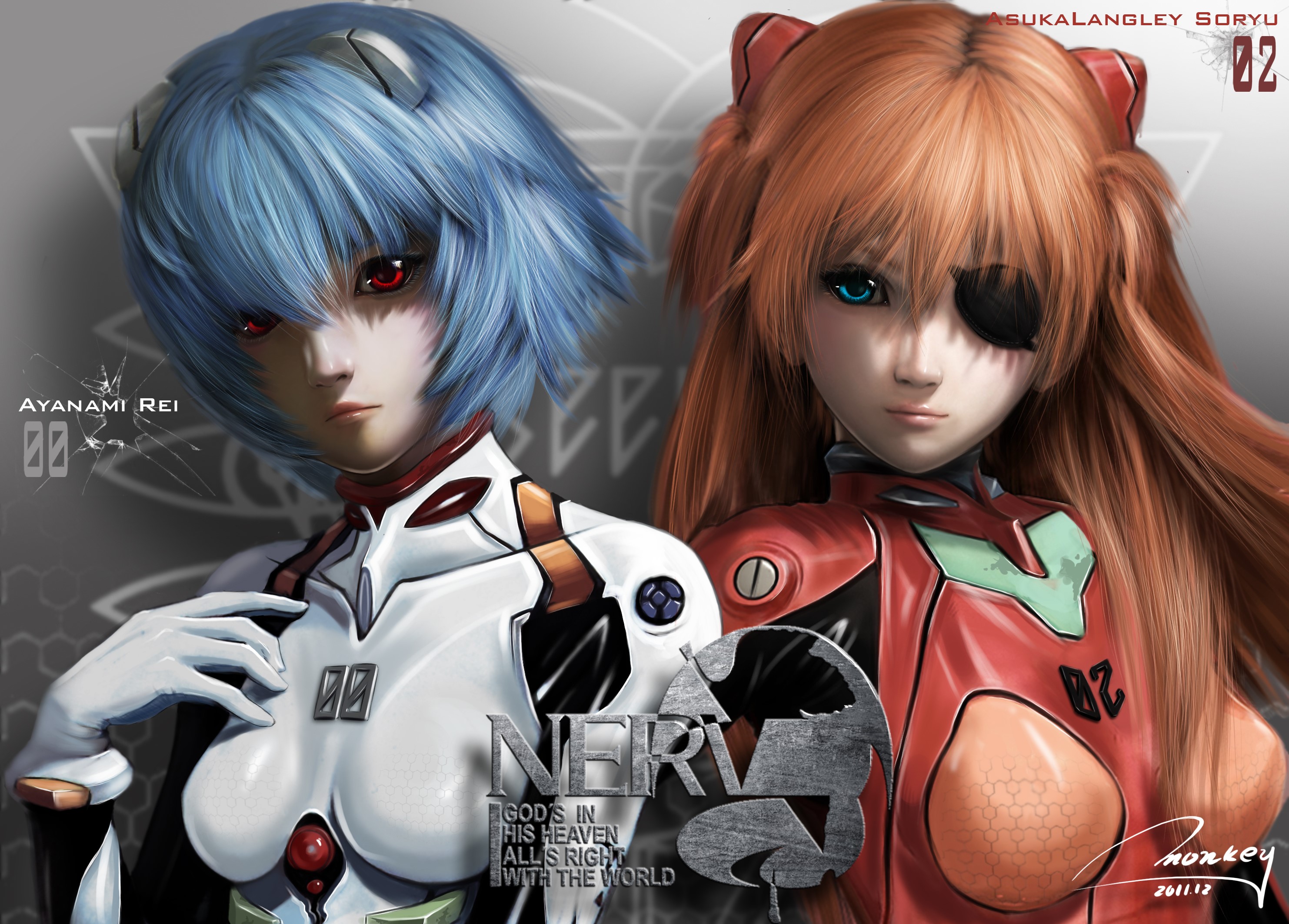 Ayanami Rei and Asuka Langley Soryu from Neon Genesis Evangelion HD Wallpaper