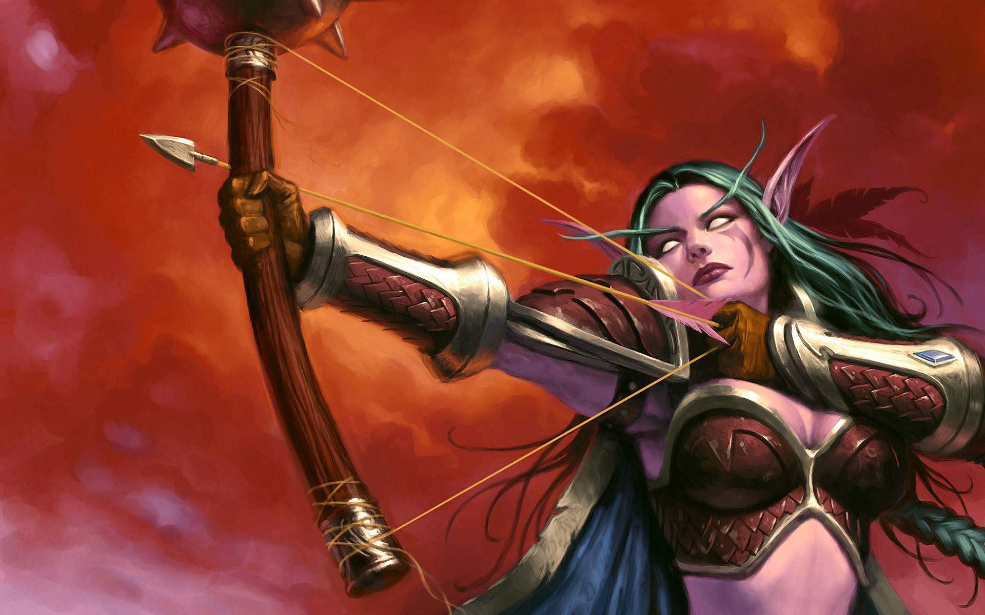 Sylvanas Windrunner from World of Warcraft with a bow HD Wallpaper