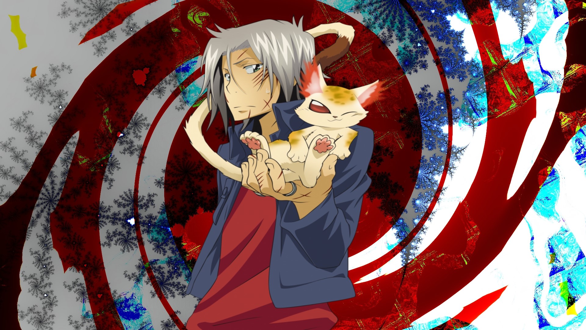 Man holding a cat with abstract background HD Wallpaper