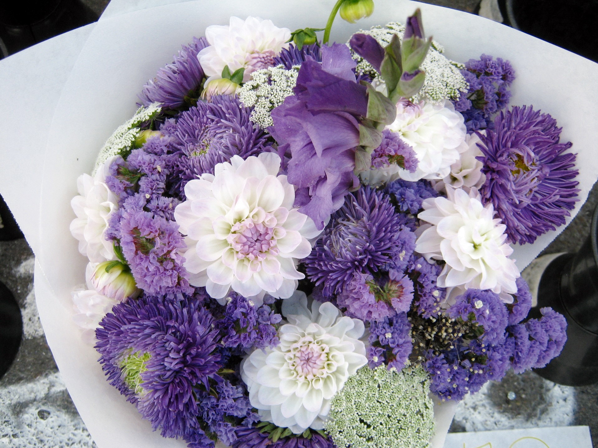 Purple and white flower bouquet HD Wallpaper