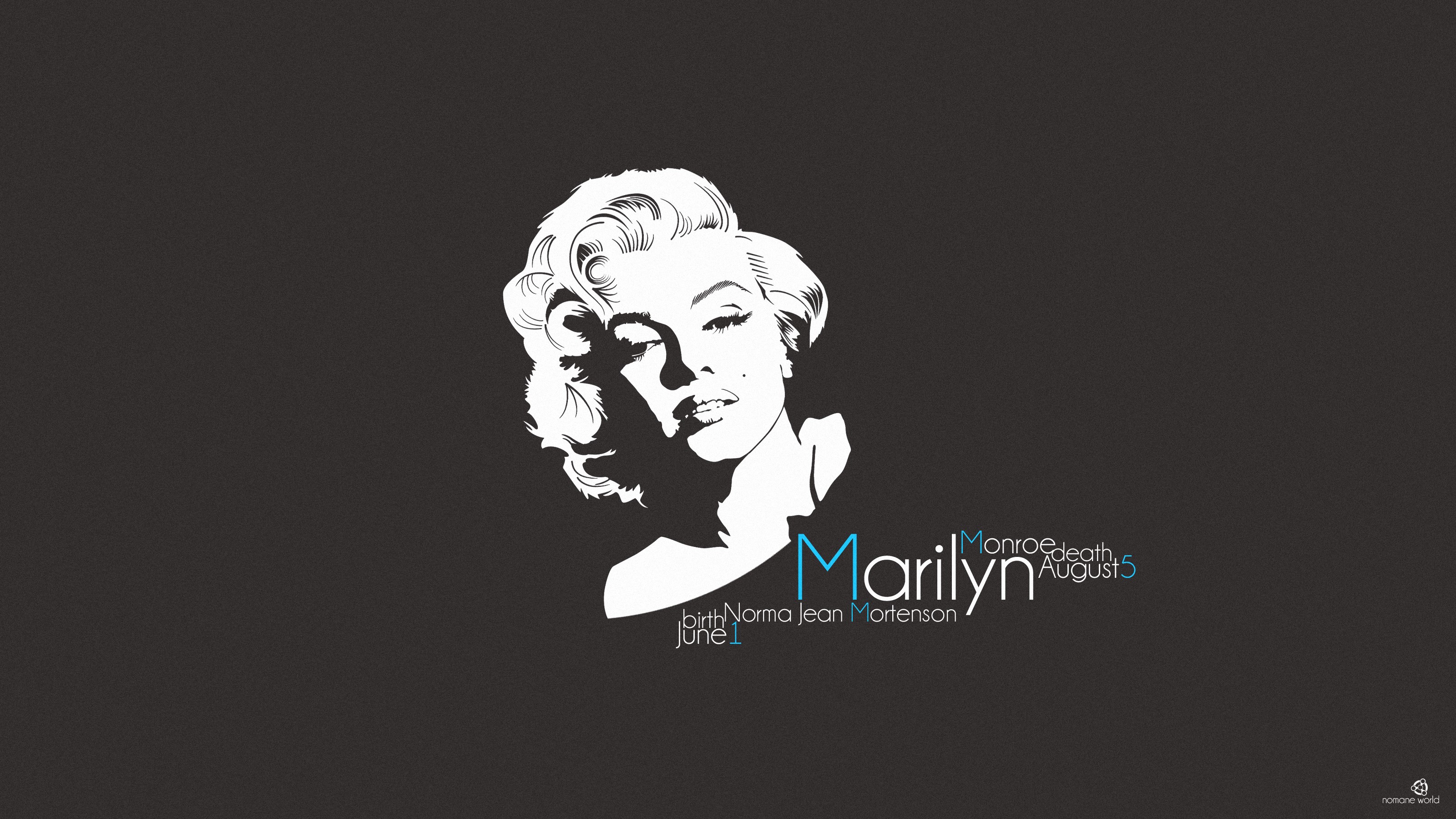 Marilyn Monroe portrait with birth and death dates HD Wallpaper