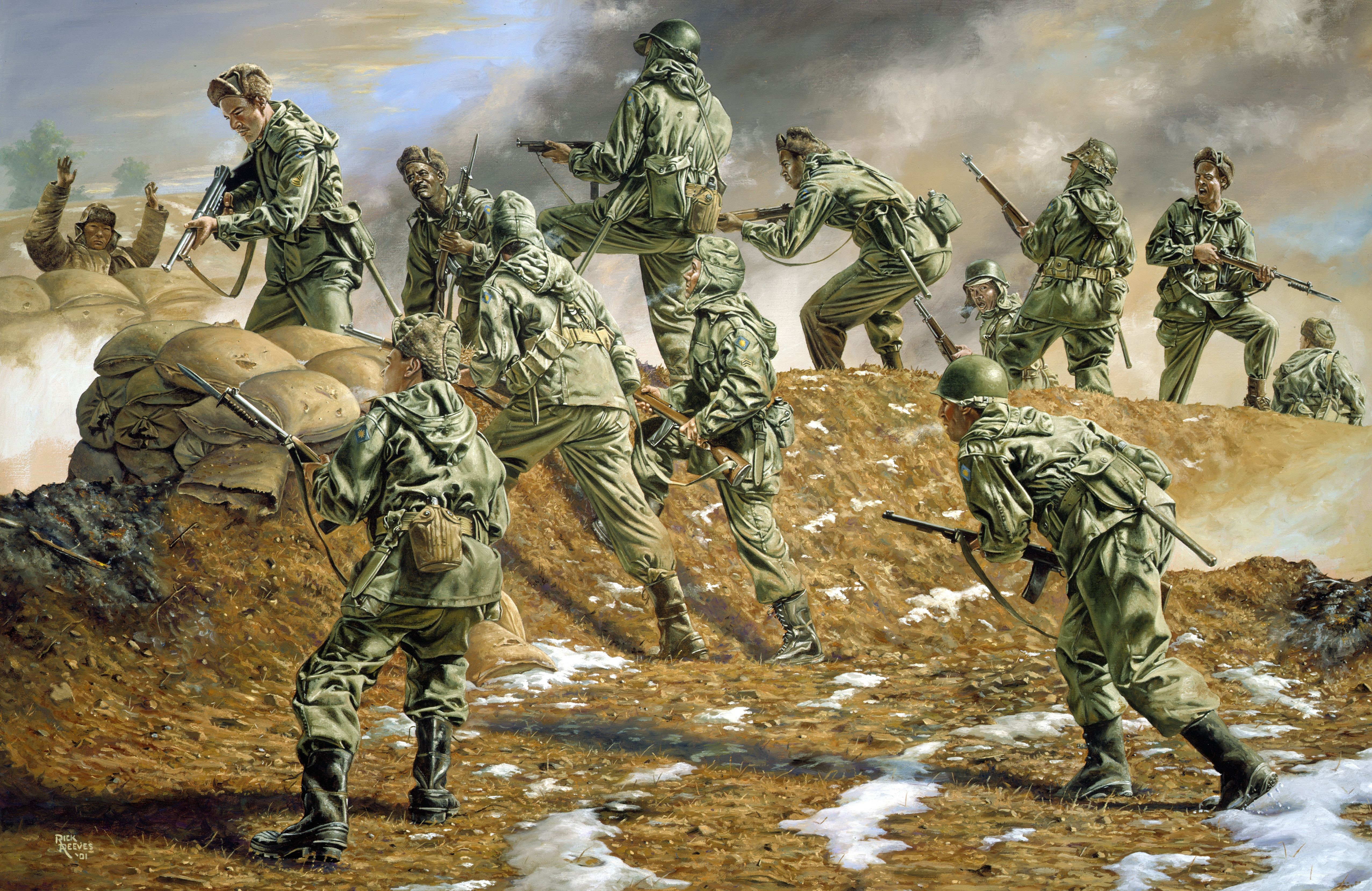 Painting Art of Soldiers in Combat HD Wallpaper