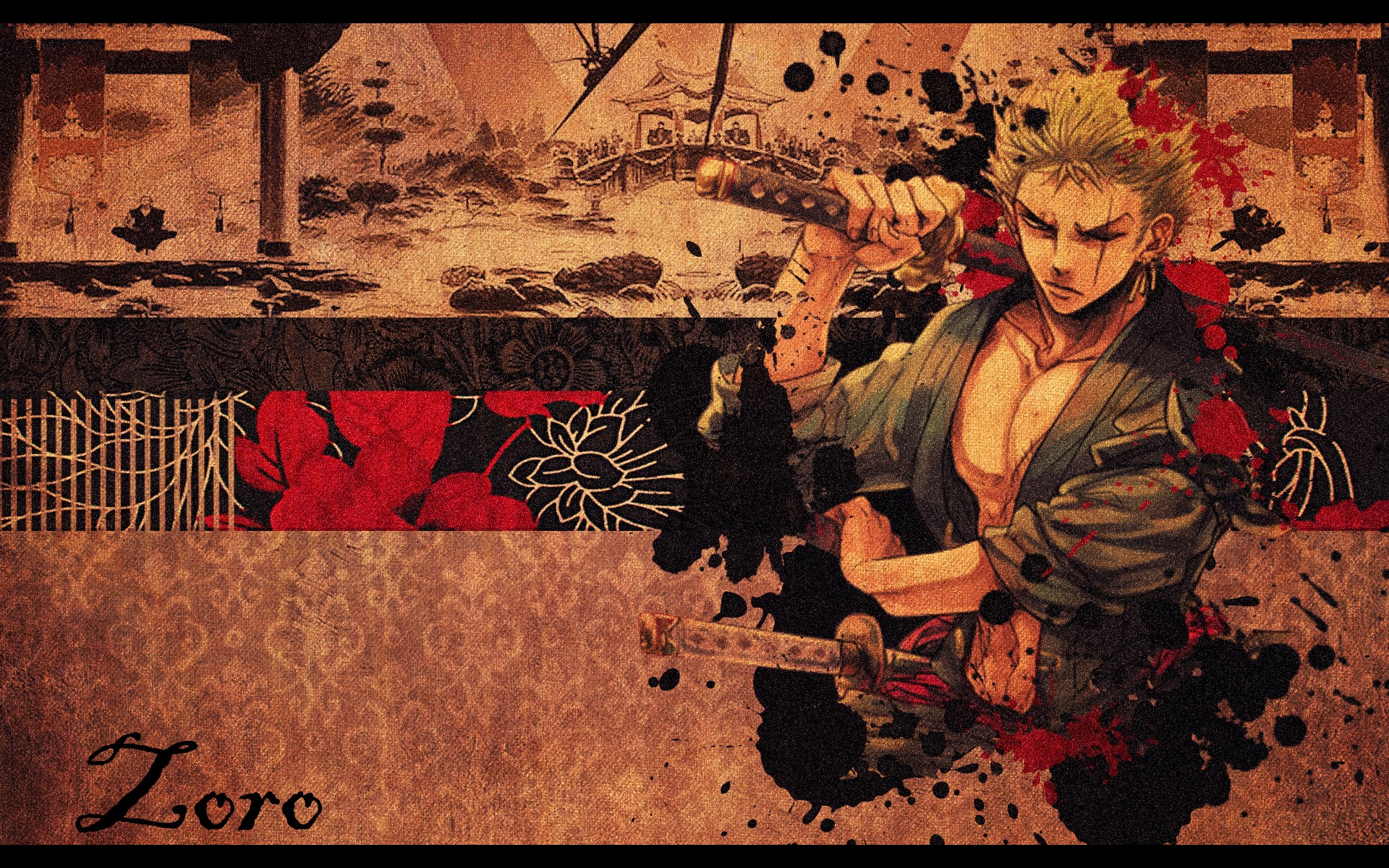 Roronoa Zoro from One Piece with swords HD Wallpaper