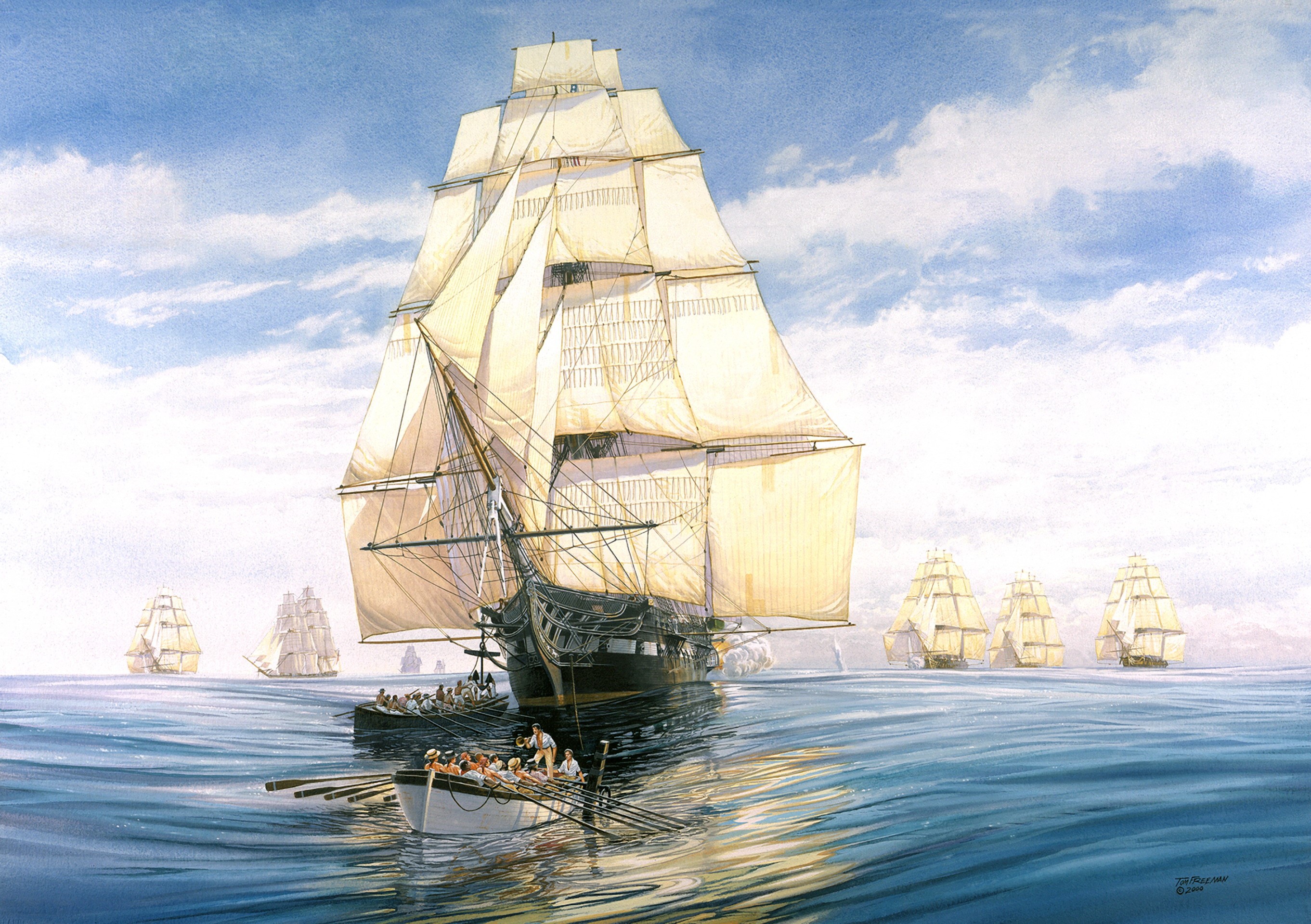 Sailing Ships in the Ocean HD Wallpaper