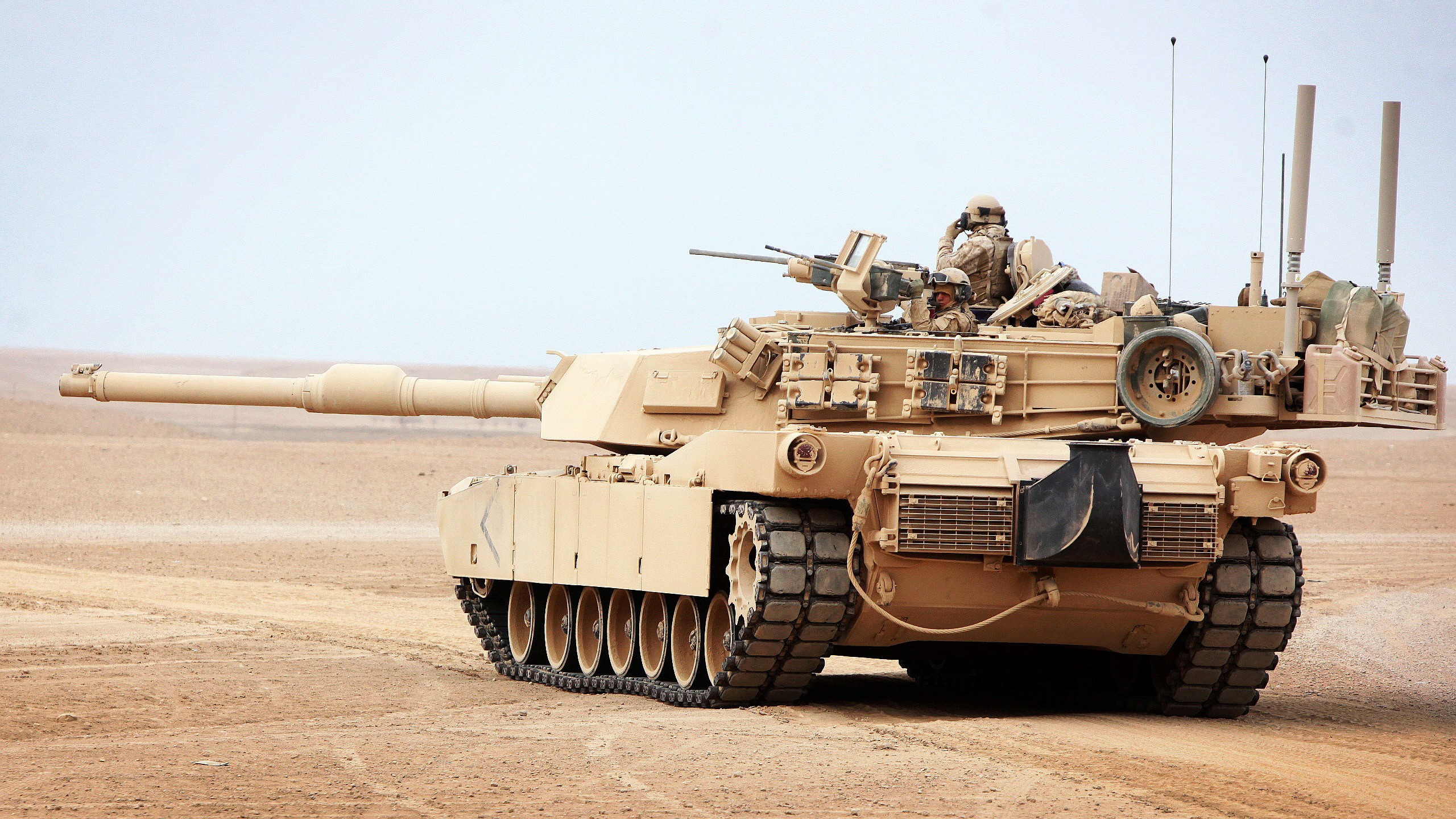 Desert Tank with Soldiers HD Wallpaper