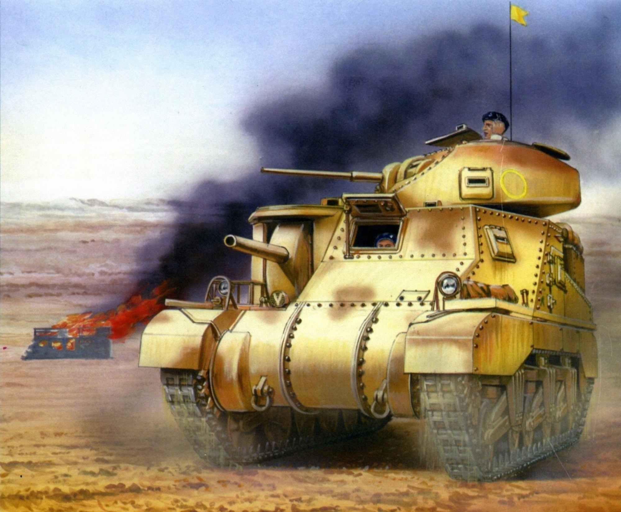 M3 Lee tank in desert combat HD Wallpaper