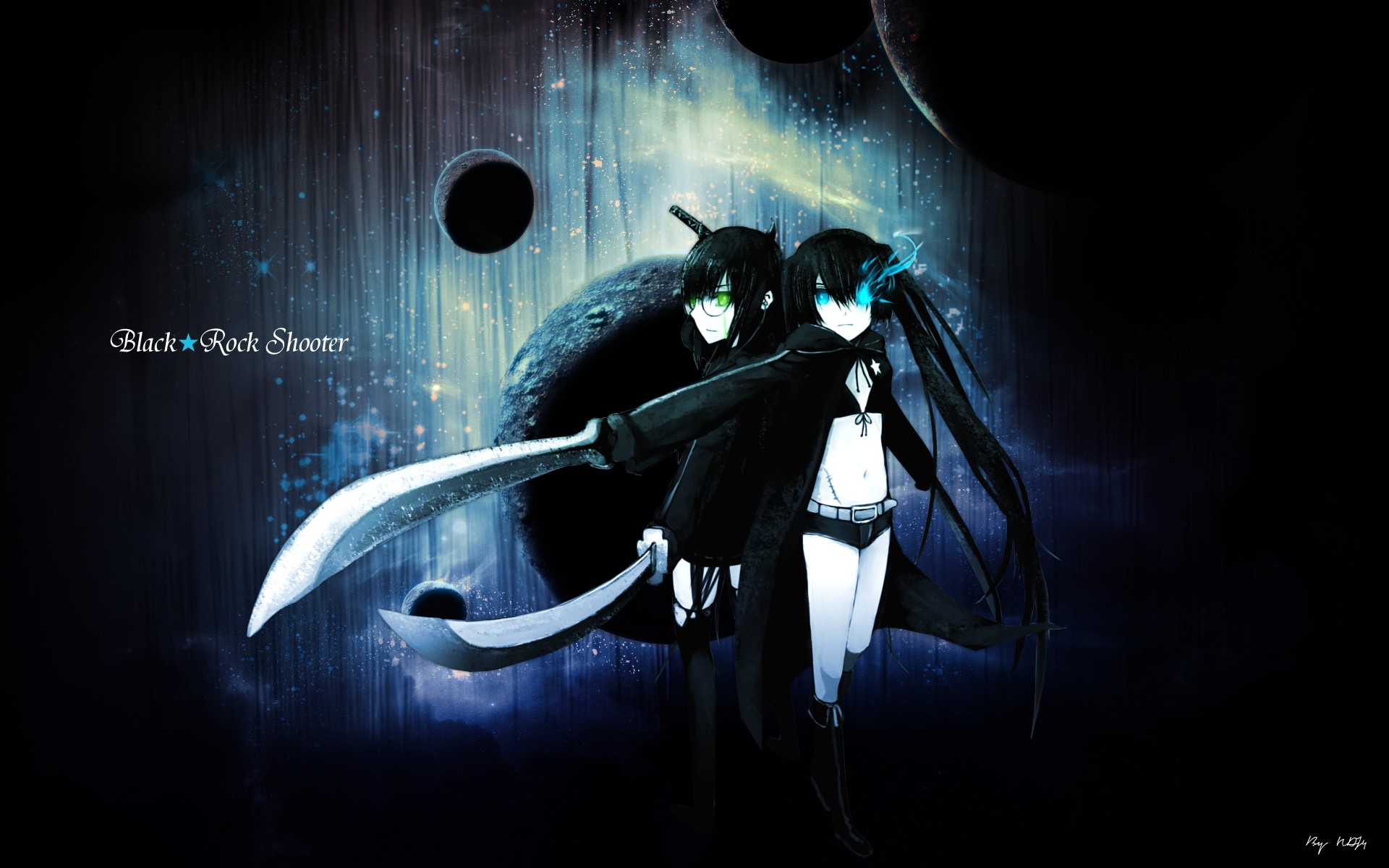 Black Rock Shooter anime characters with swords HD Wallpaper
