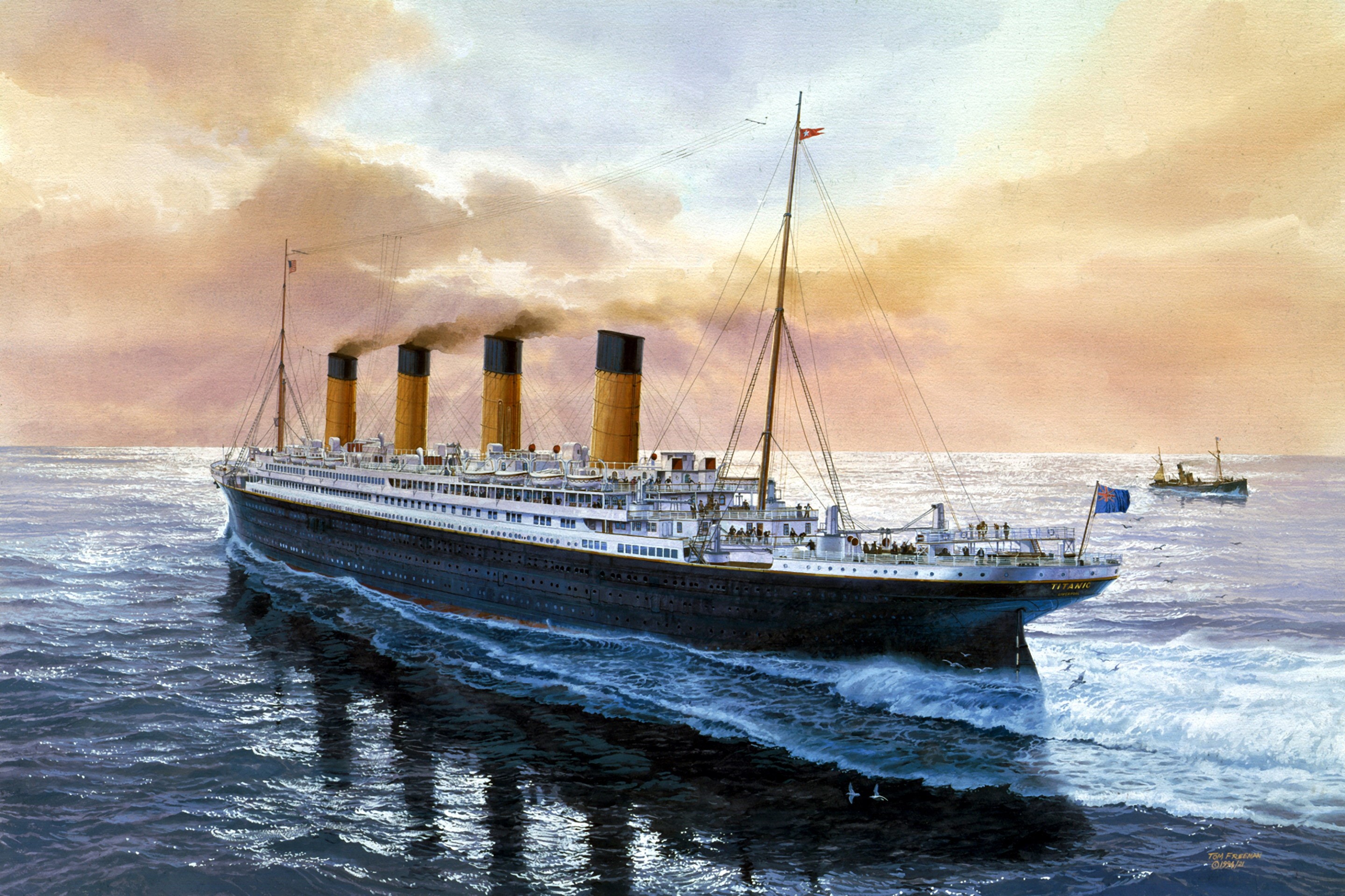 RMS Titanic sailing on the ocean HD Wallpaper