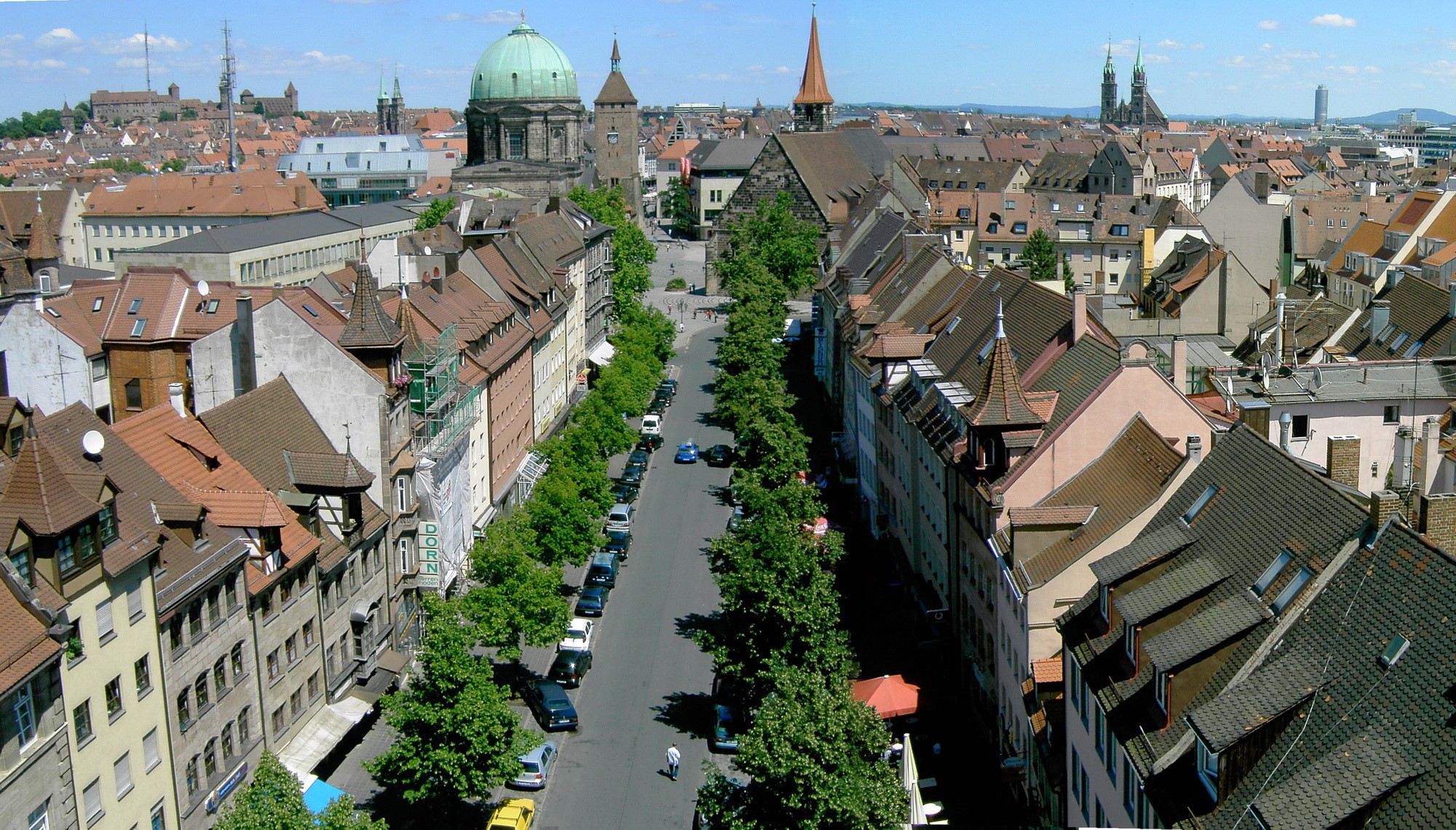 Nuremberg, Germany street view with historic buildings HD Wallpaper