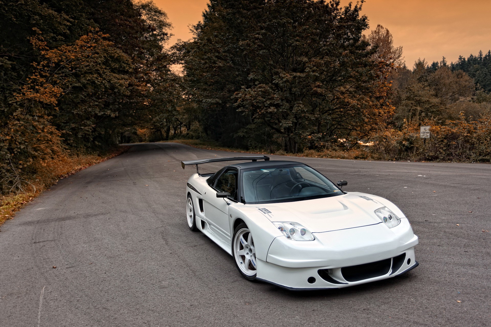 White Acura NSX with spoiler on a road HD Wallpaper