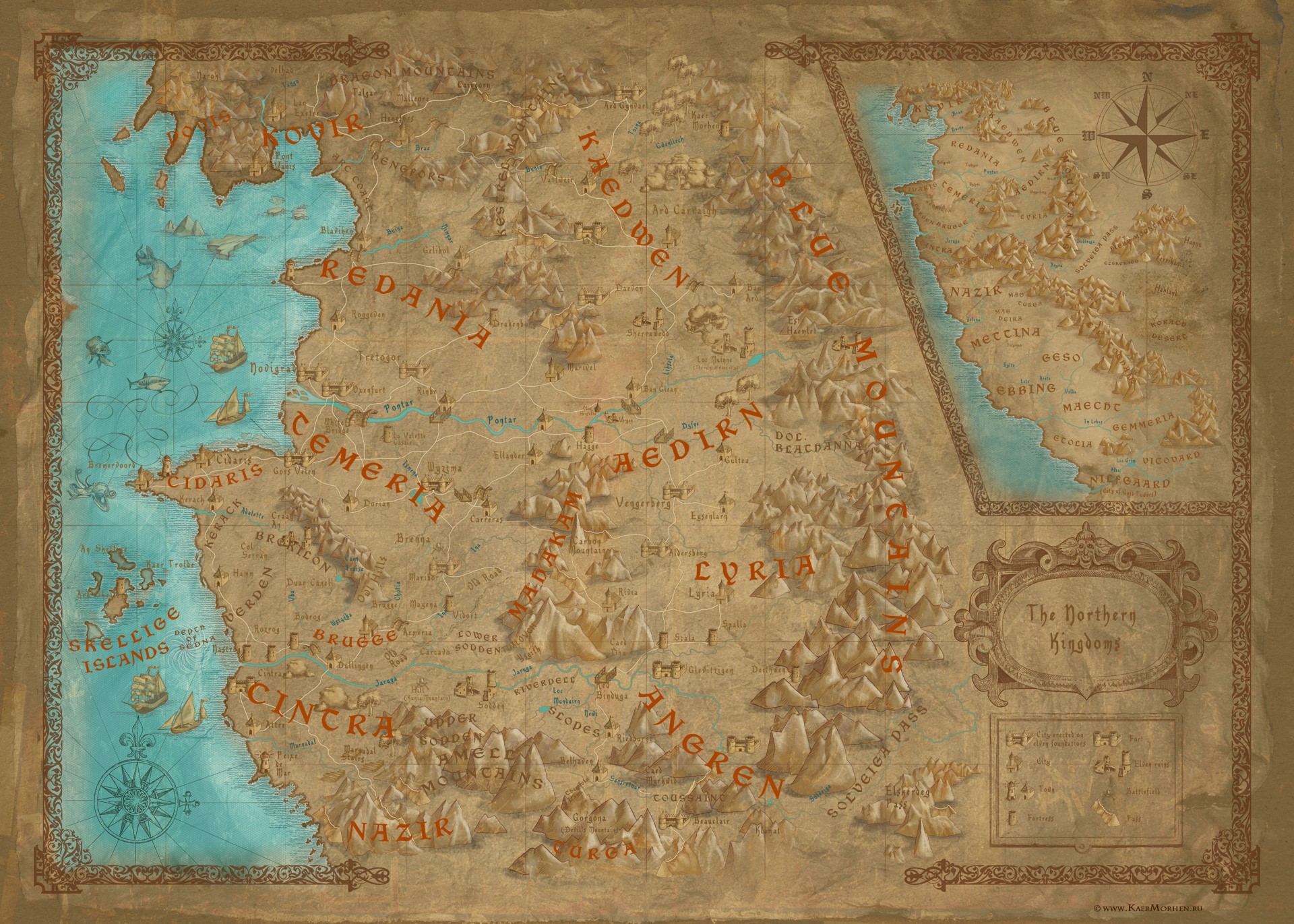 Map of The Northern Kingdoms from The Witcher HD Wallpaper
