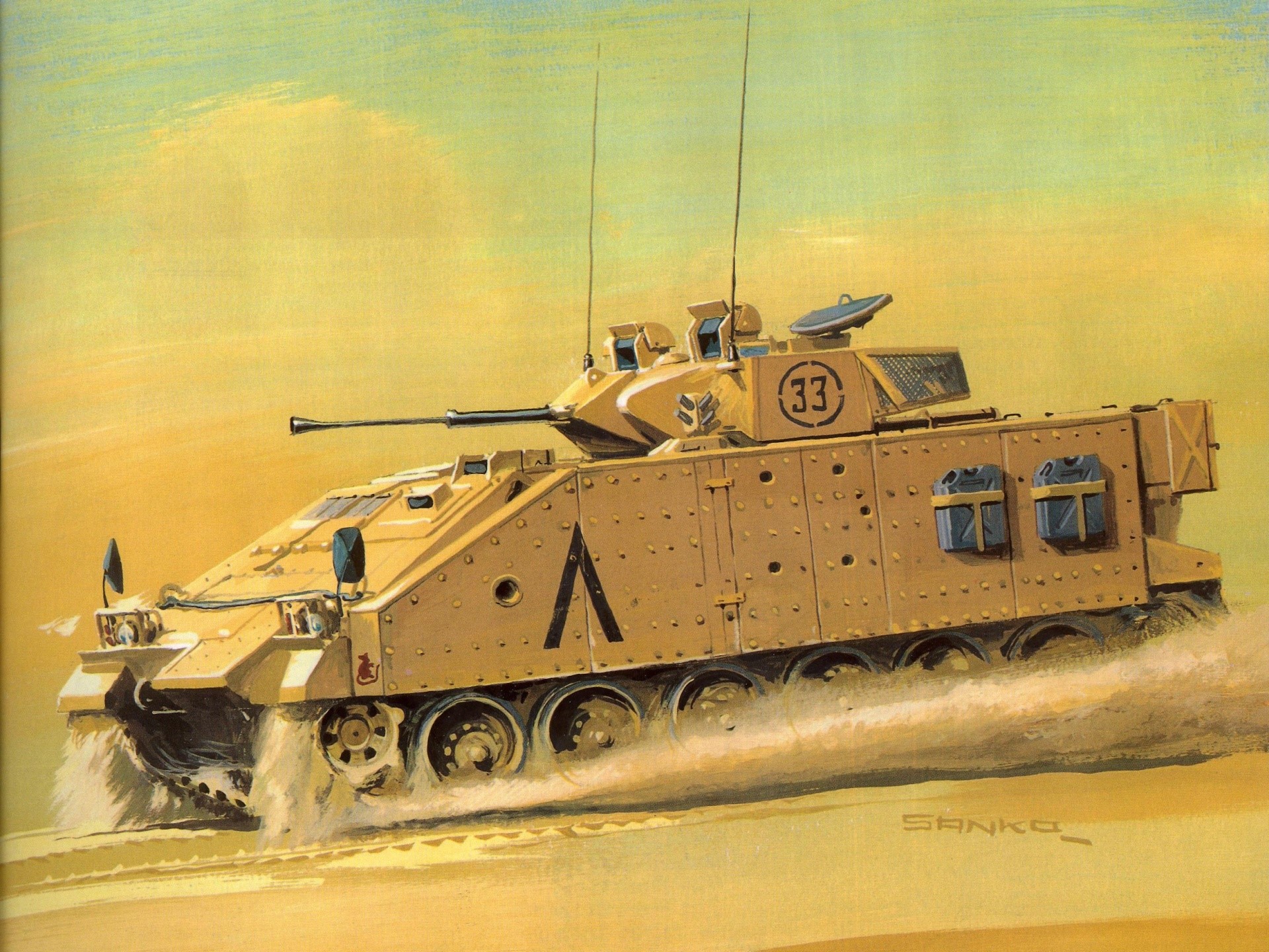 Desert battle tank painting HD Wallpaper