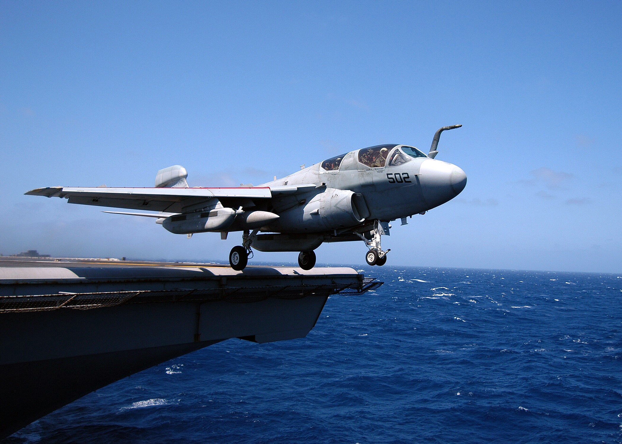 Grumman EA-6B Prowler landing on aircraft carrier HD Wallpaper