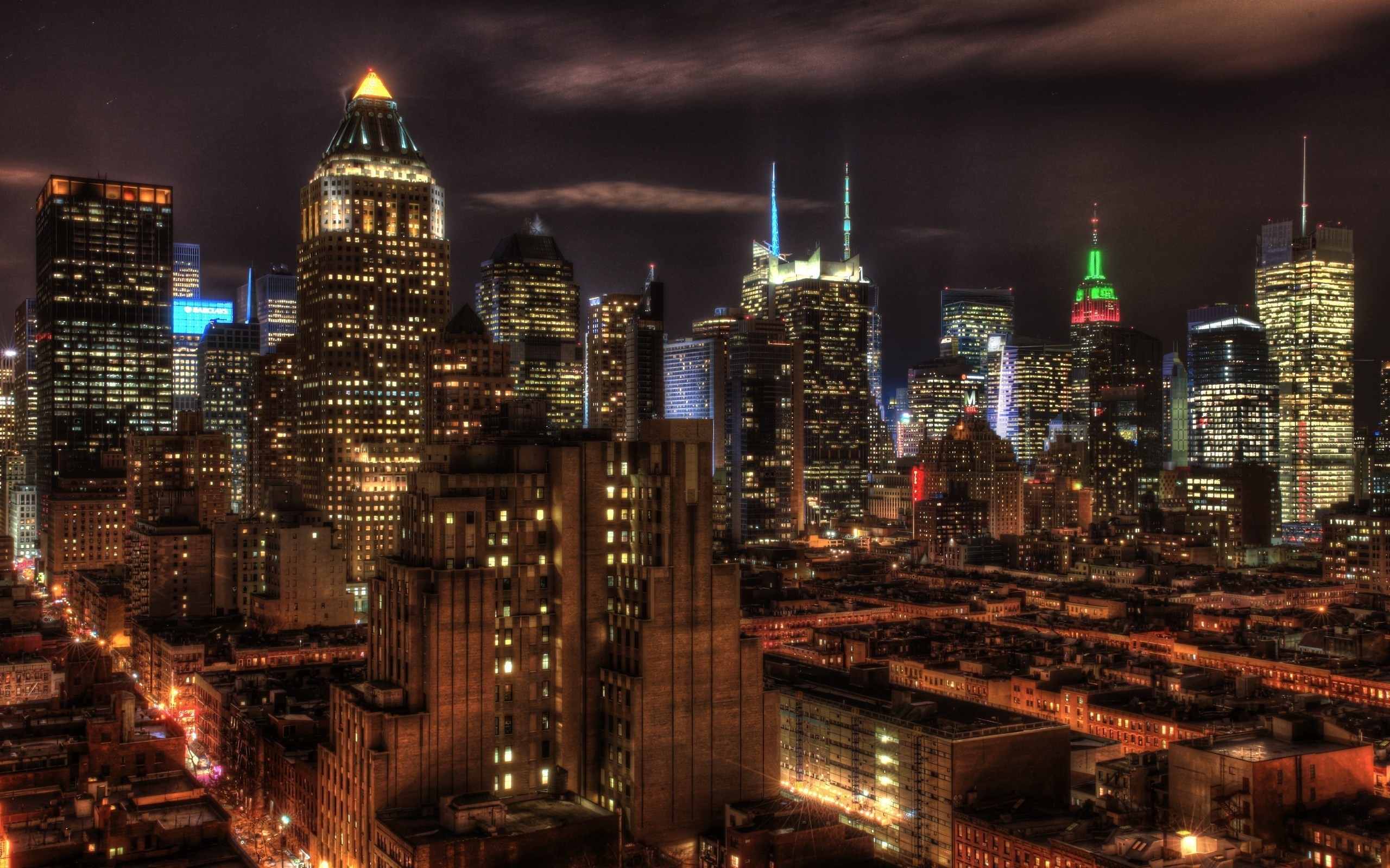 New York City skyline at night, Manhattan HD Wallpaper