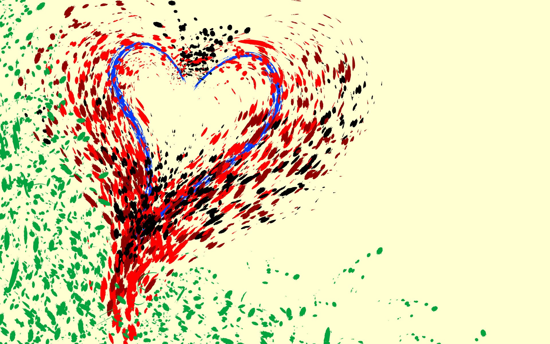 Abstract heart shape with paint splatters HD Wallpaper