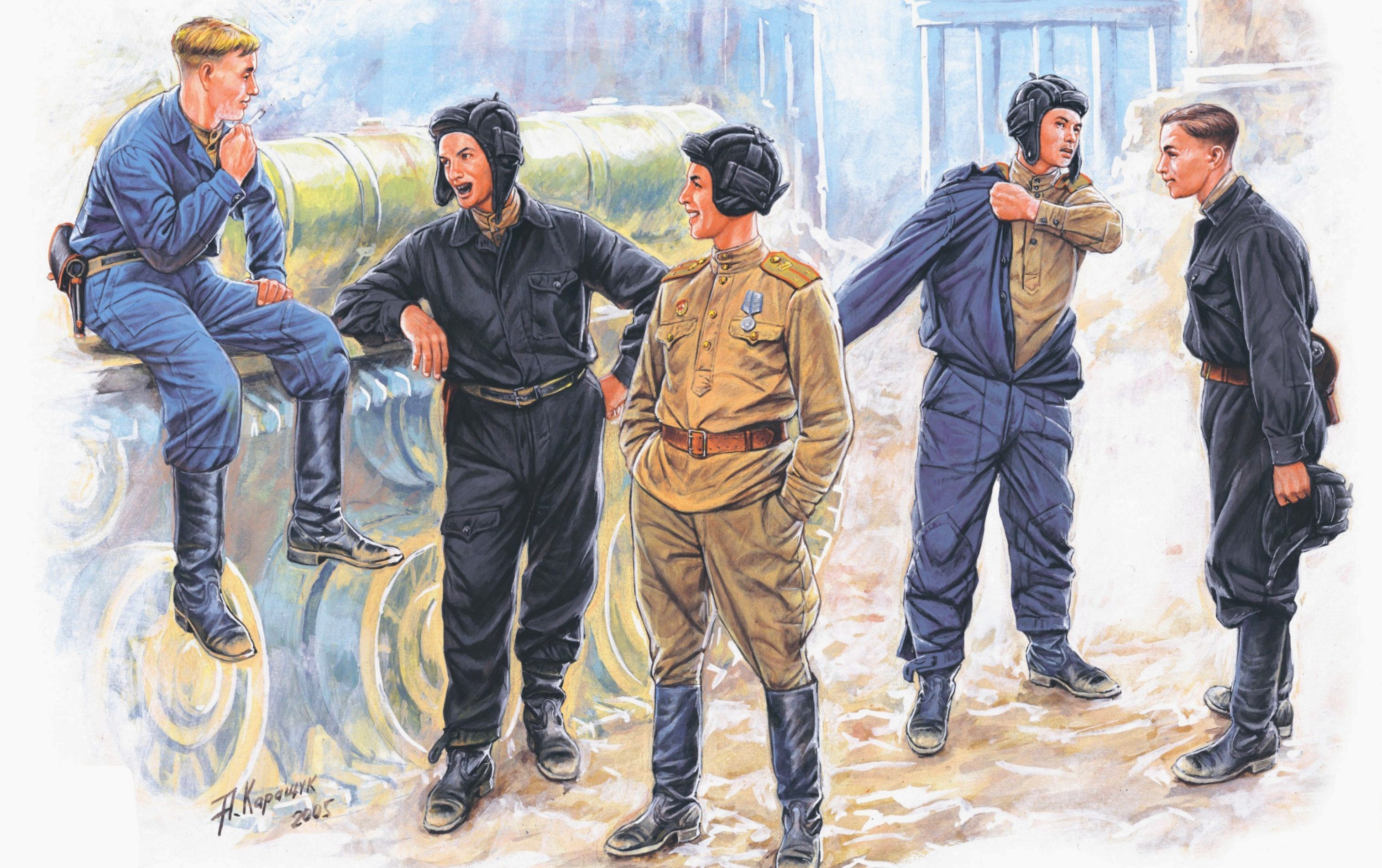 Soviet tank crew in uniform HD Wallpaper