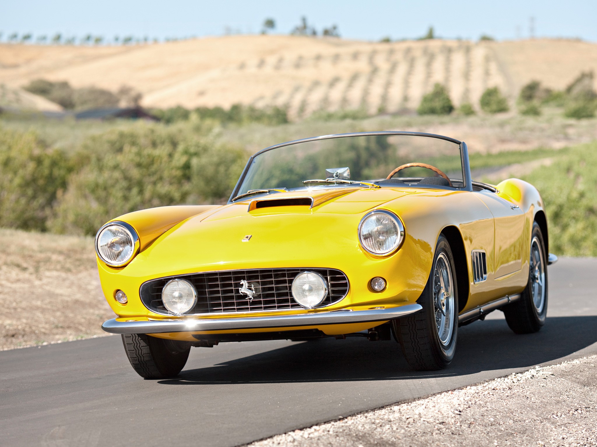 Yellow Ferrari 250 GT California Spyder HD Wallpaper