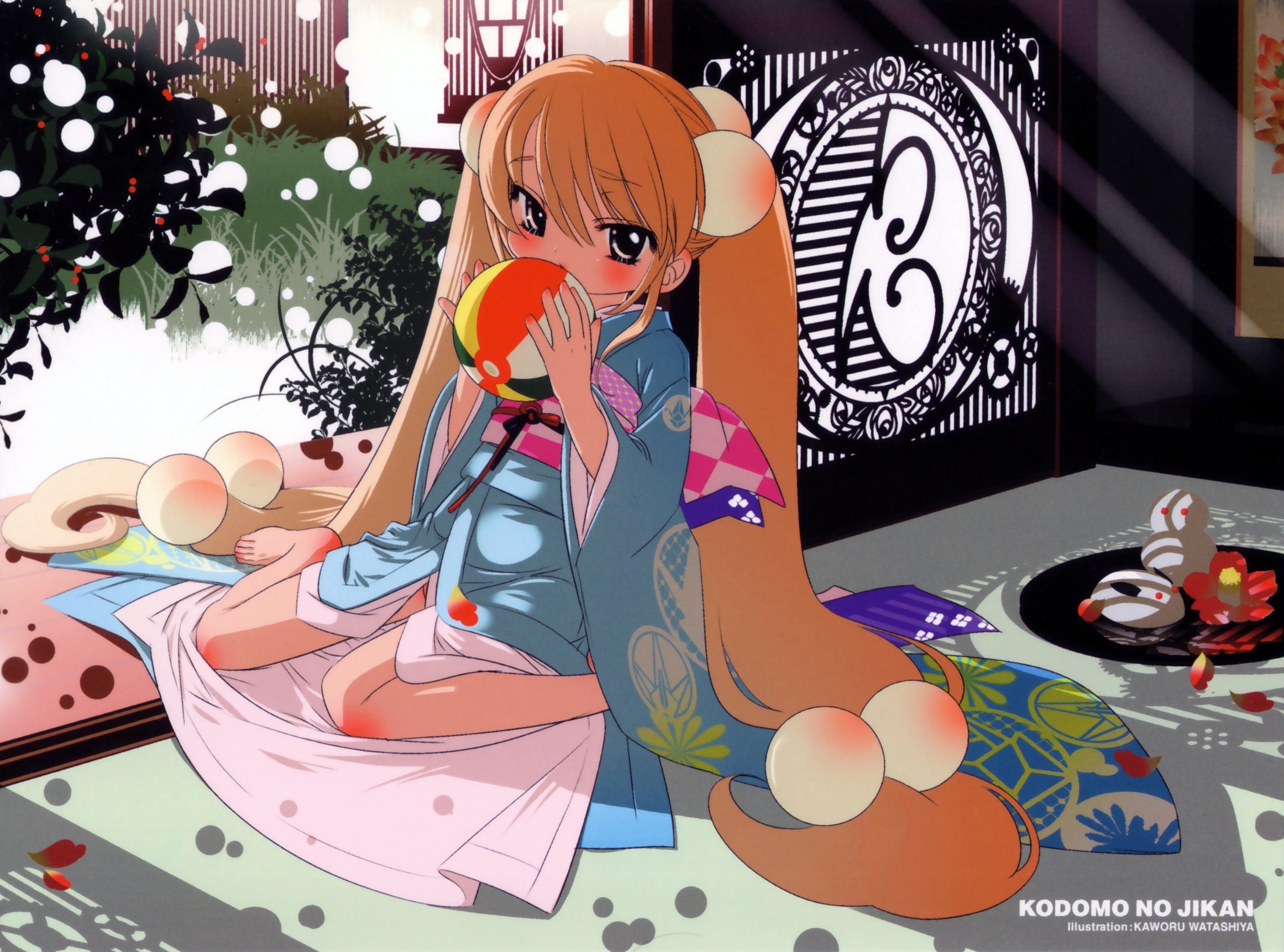 Aoki from Kodomo no Jikan holding a ball HD Wallpaper
