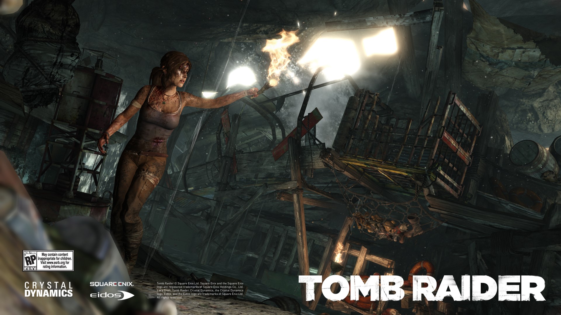Lara Croft from Tomb Raider holding a torch HD Wallpaper