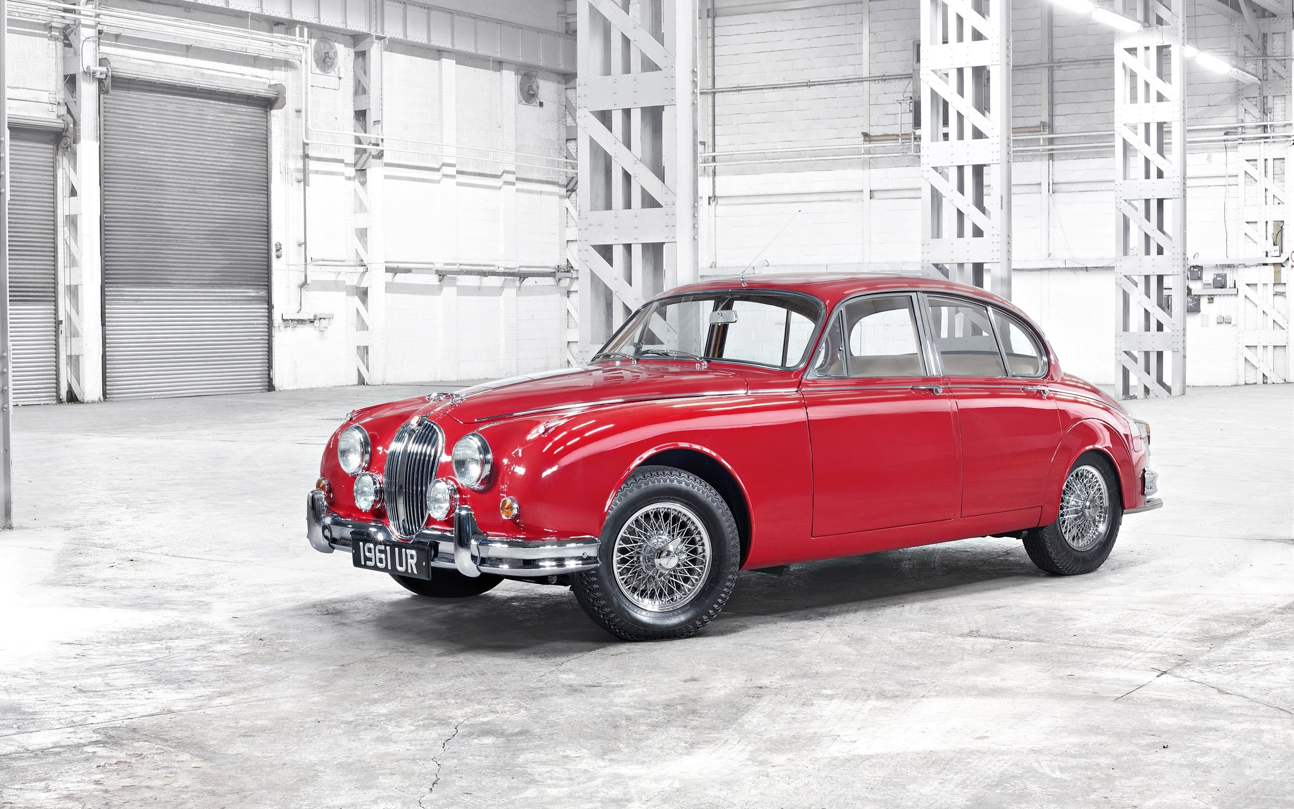 Red 1961 Jaguar Mark 2 Sedan HD Wallpaper