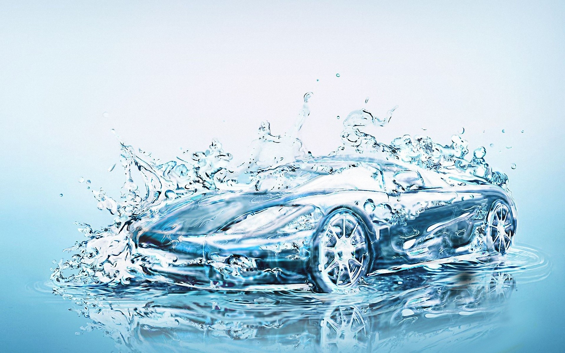Car made of water splashing HD Wallpaper