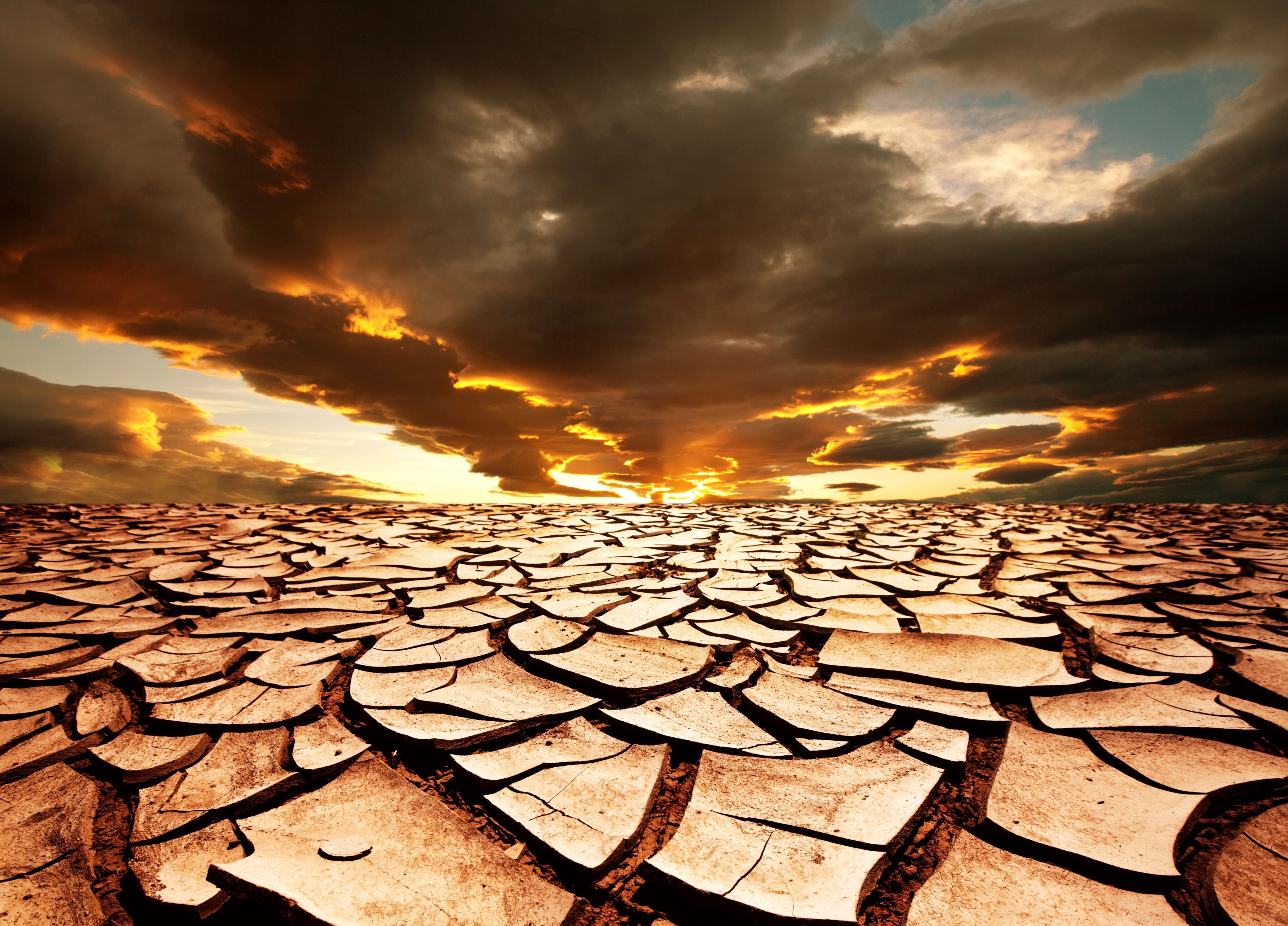 4K cracked earth at sunset in Africa HD Wallpaper