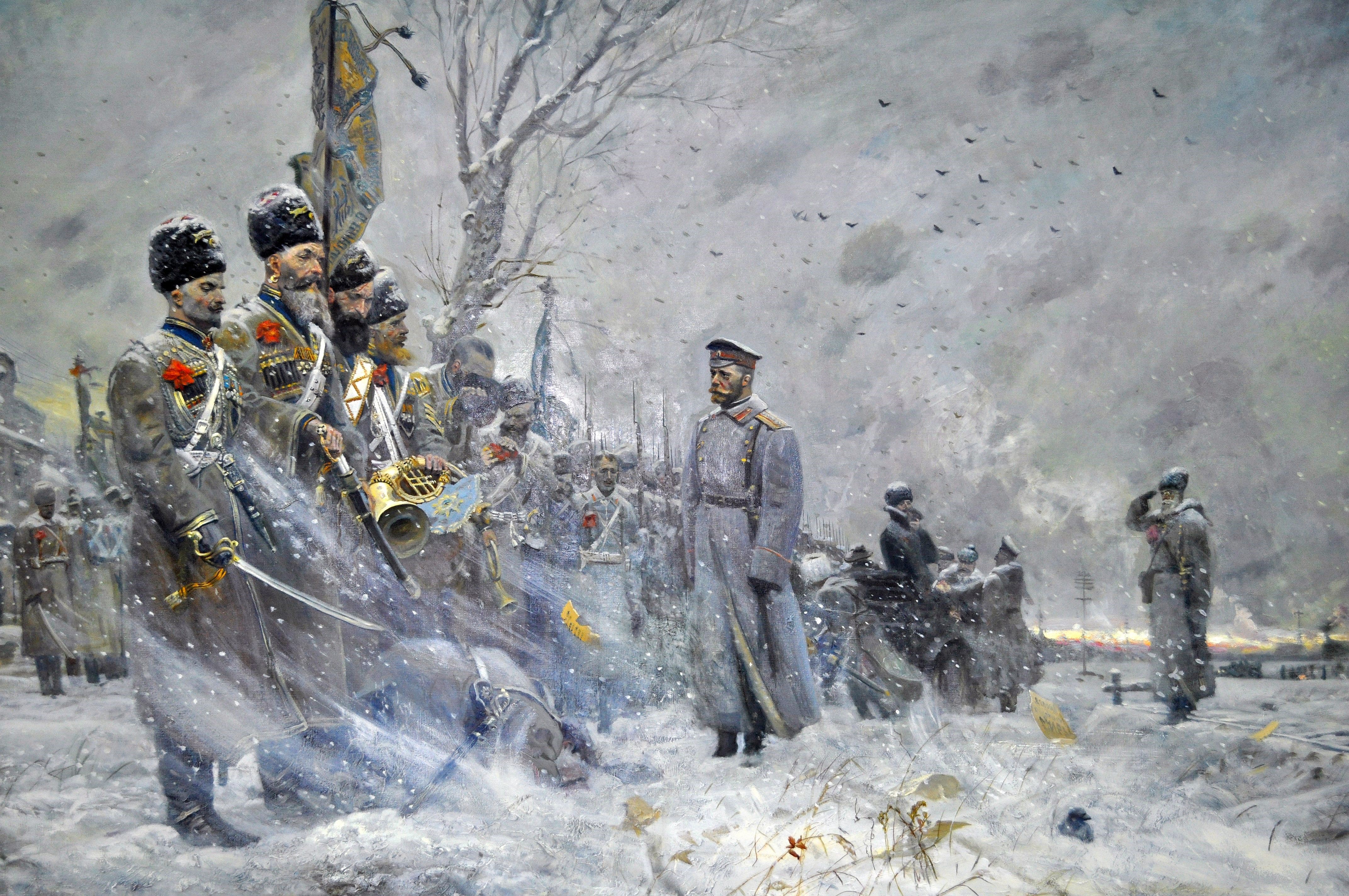Soldiers in a Snowy Landscape HD Wallpaper