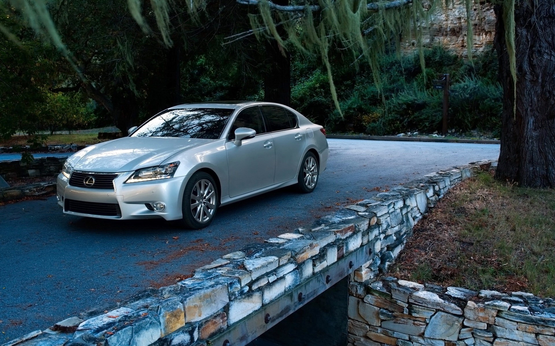 Silver Lexus GS Sedan on a Road HD Wallpaper