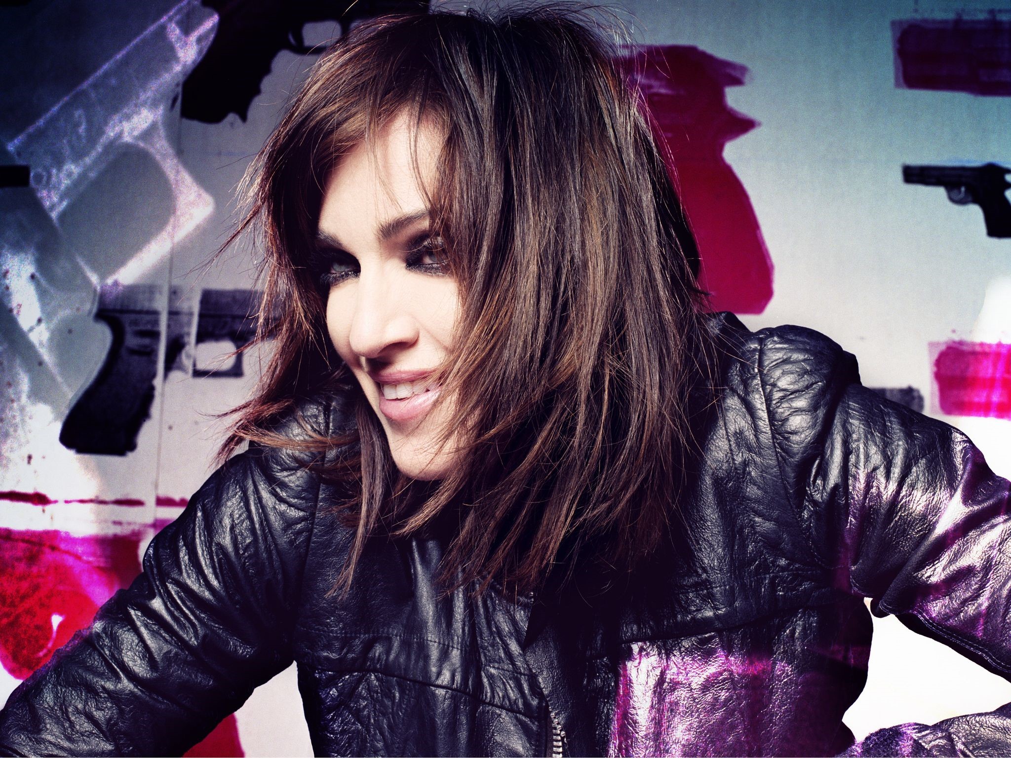 Madonna in a black leather jacket HD Wallpaper