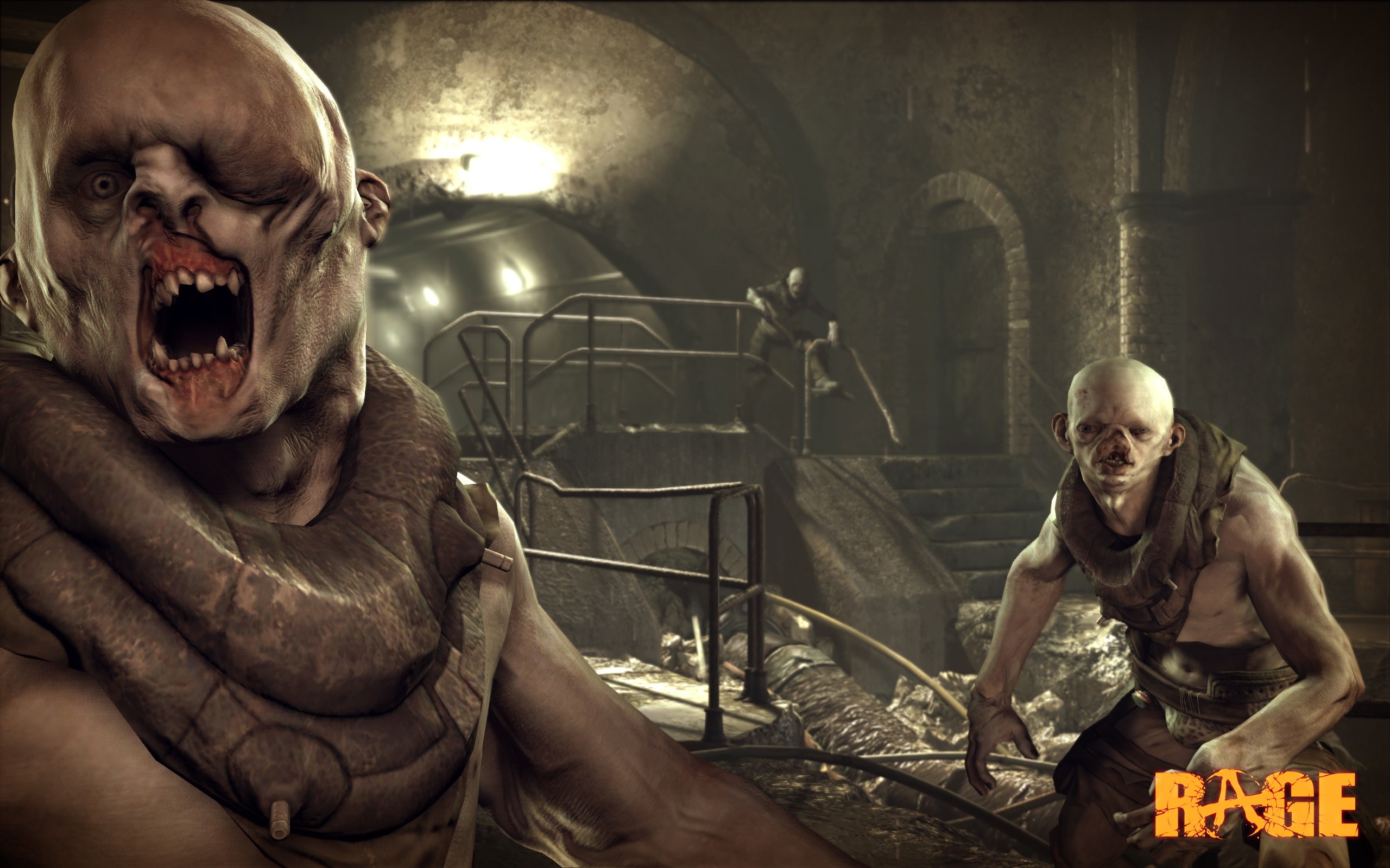 Mutants from Rage in a dark tunnel HD Wallpaper