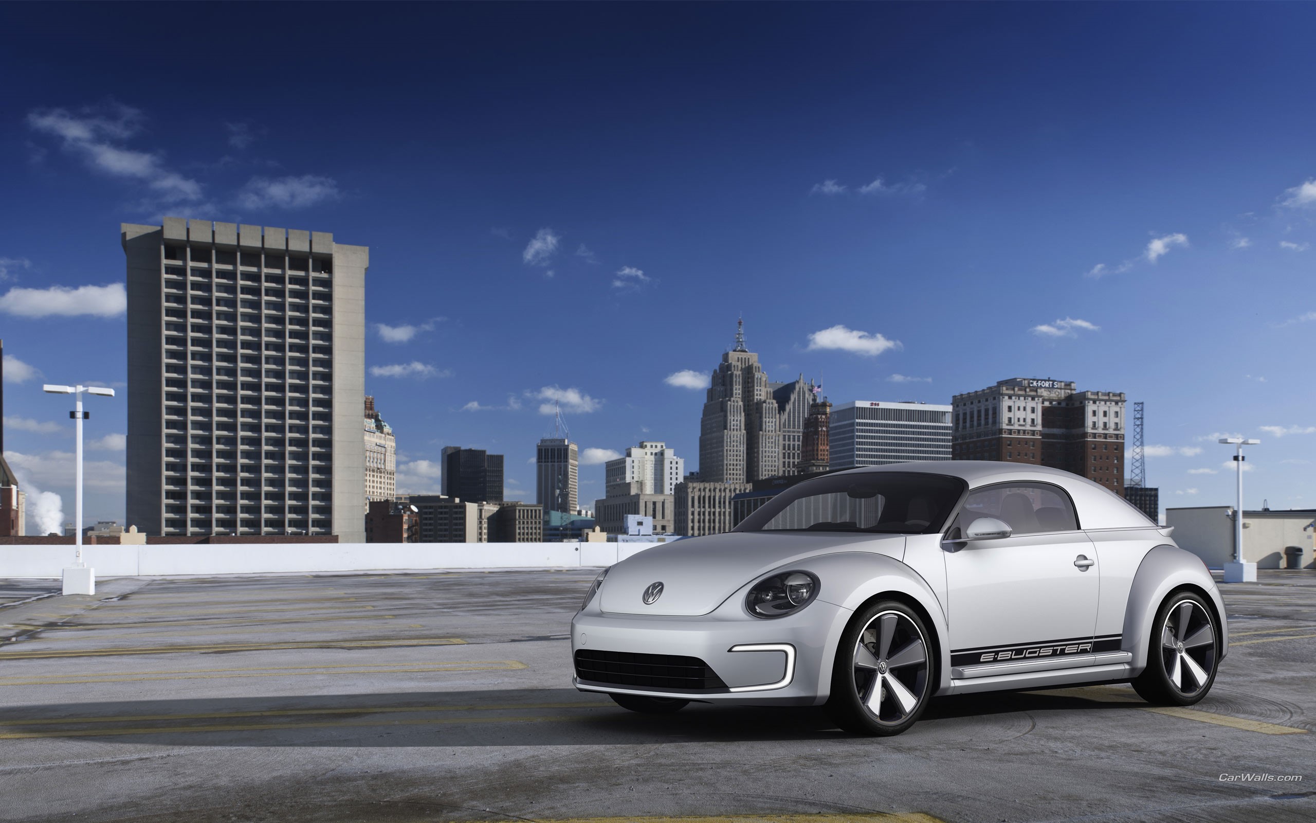 Volkswagen E-Bugster concept car in city HD Wallpaper