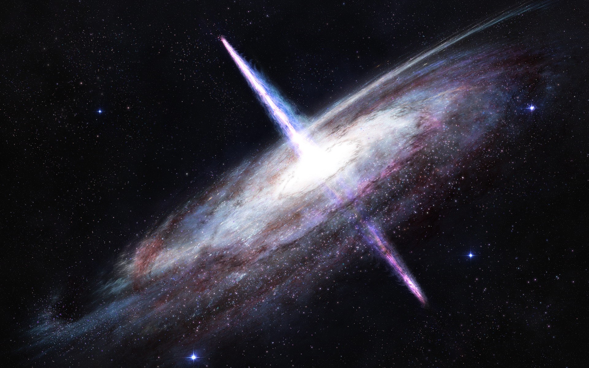 Galaxy with Jets and Stars HD Wallpaper