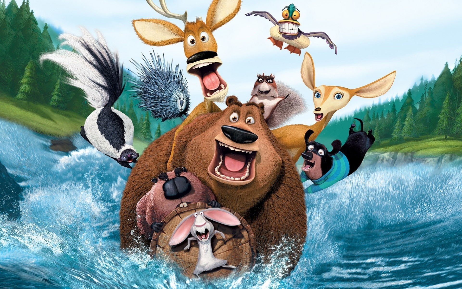Open Season Animals in Water HD Wallpaper