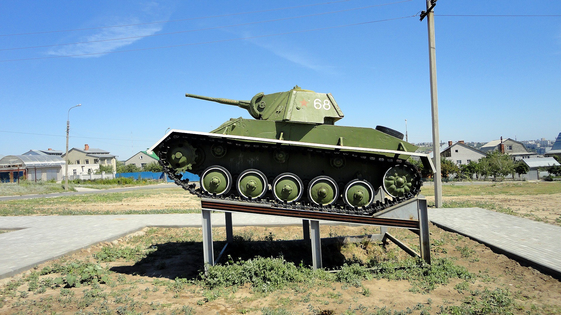 T-70 tank monument in Volgograd HD Wallpaper